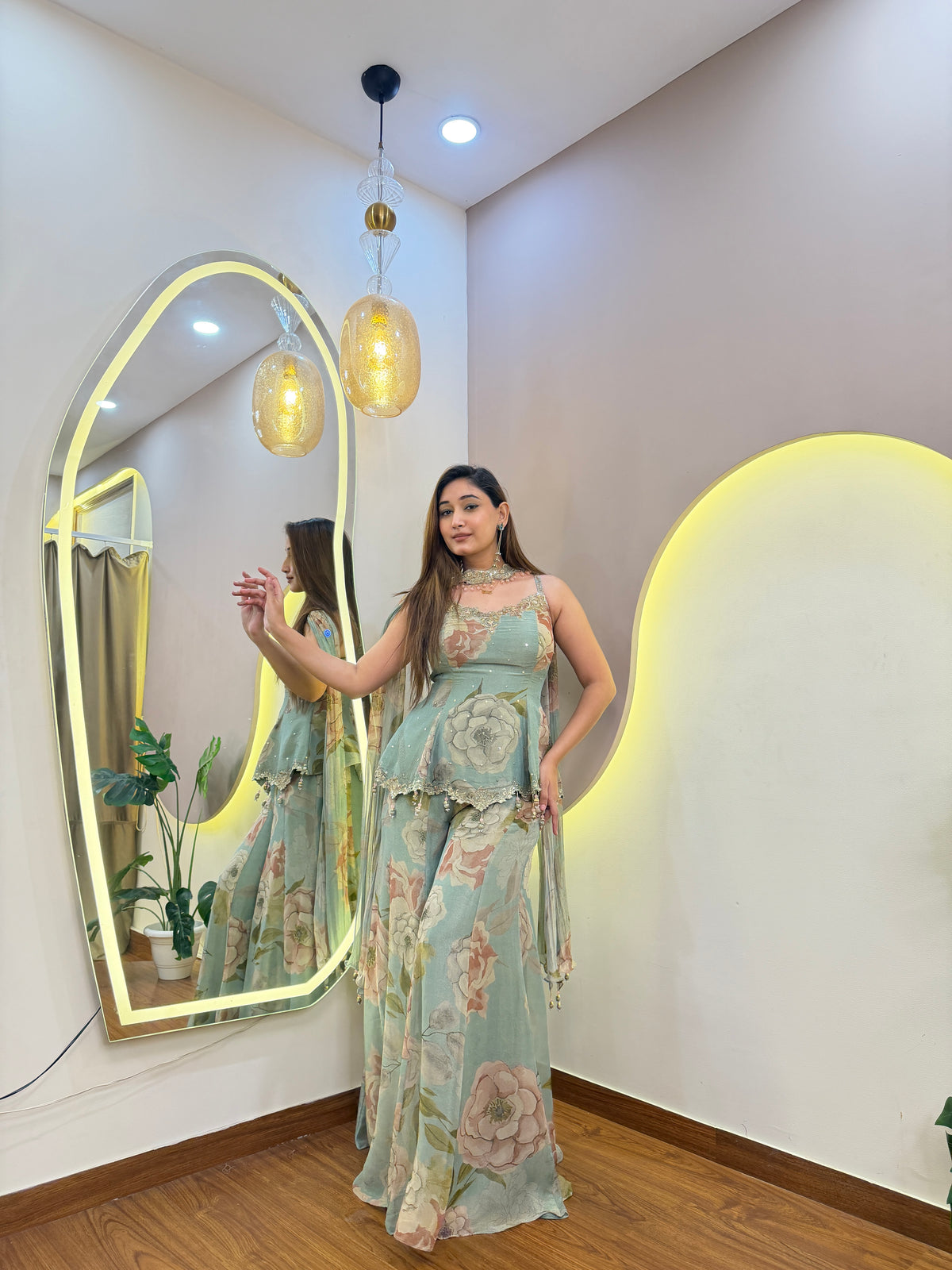 E917 PEPLUM 3PC SHARARA SET