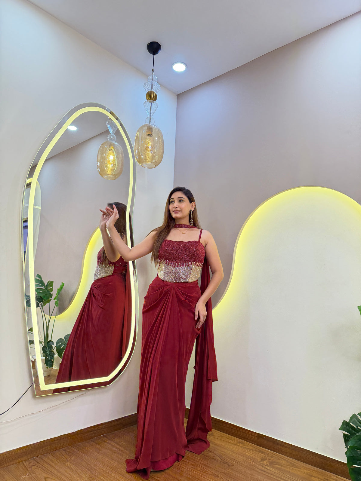 E933 3PC DRAPE SKIRT SET