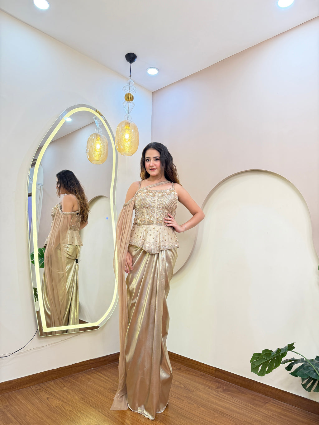 E210 INDO WESTERN DRAPE COORD SET
