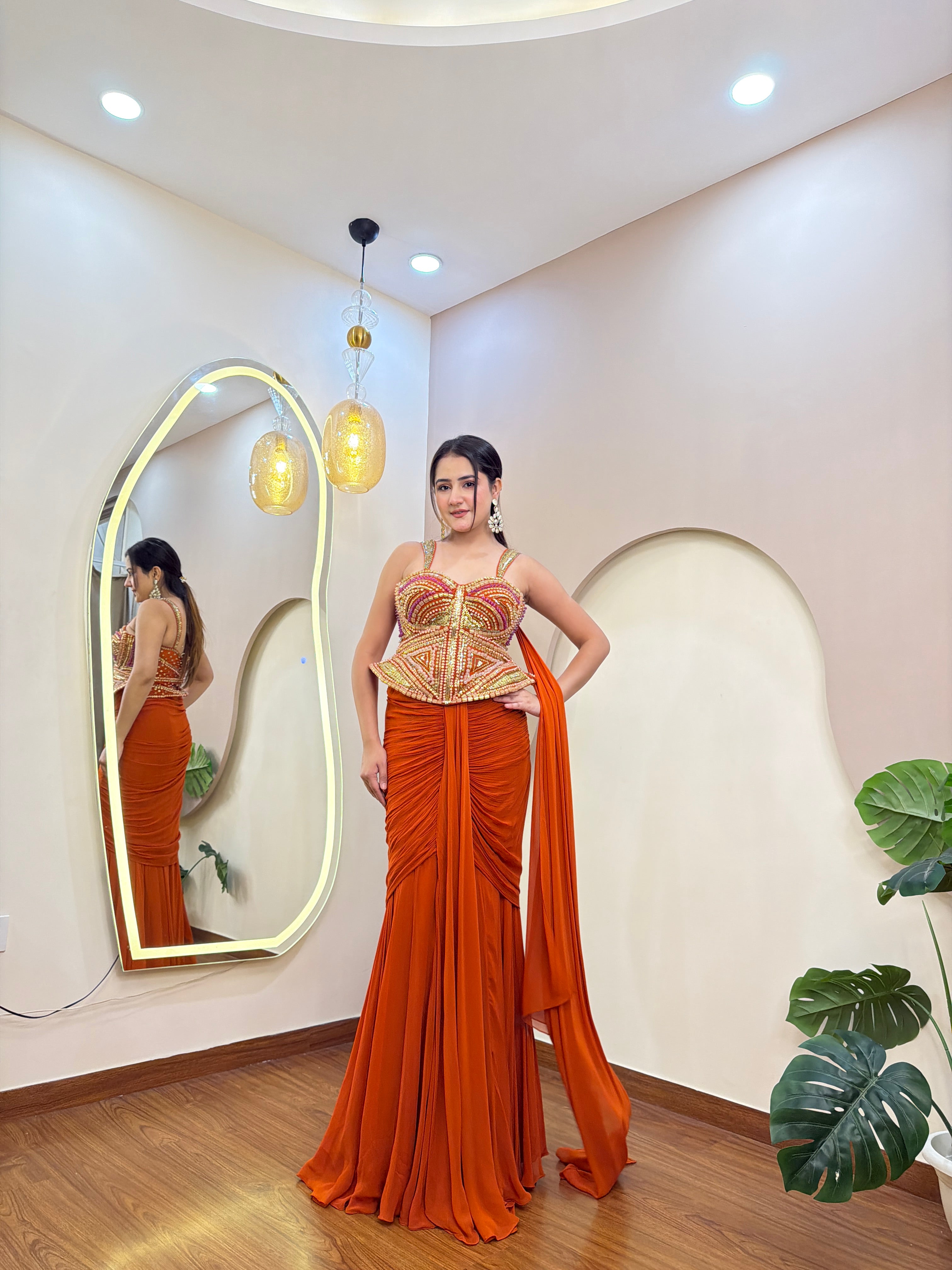 E383 AARFA REGAL DRAPE SAREE