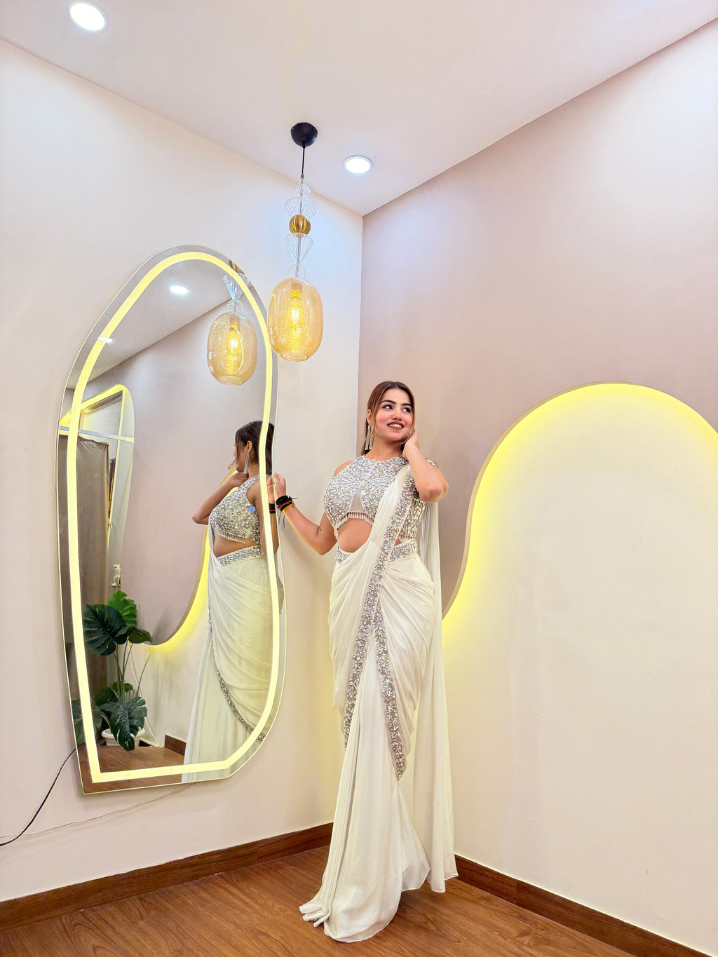 E612 INDO WESTERN DRAPE SAREE