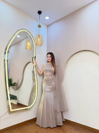 E366 INDO WESTERN FISH CUT LEHENGA