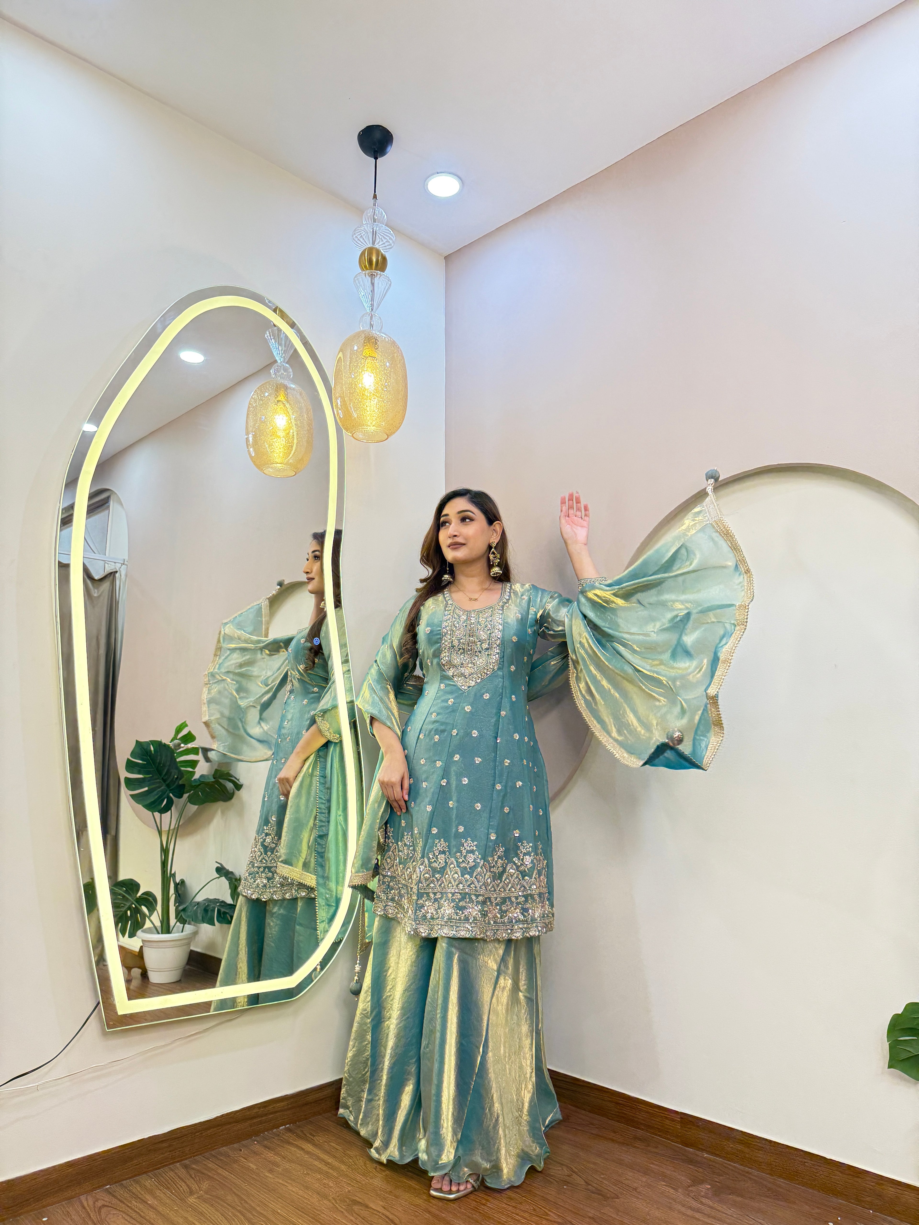 E166 3PC SHARARA SUIT