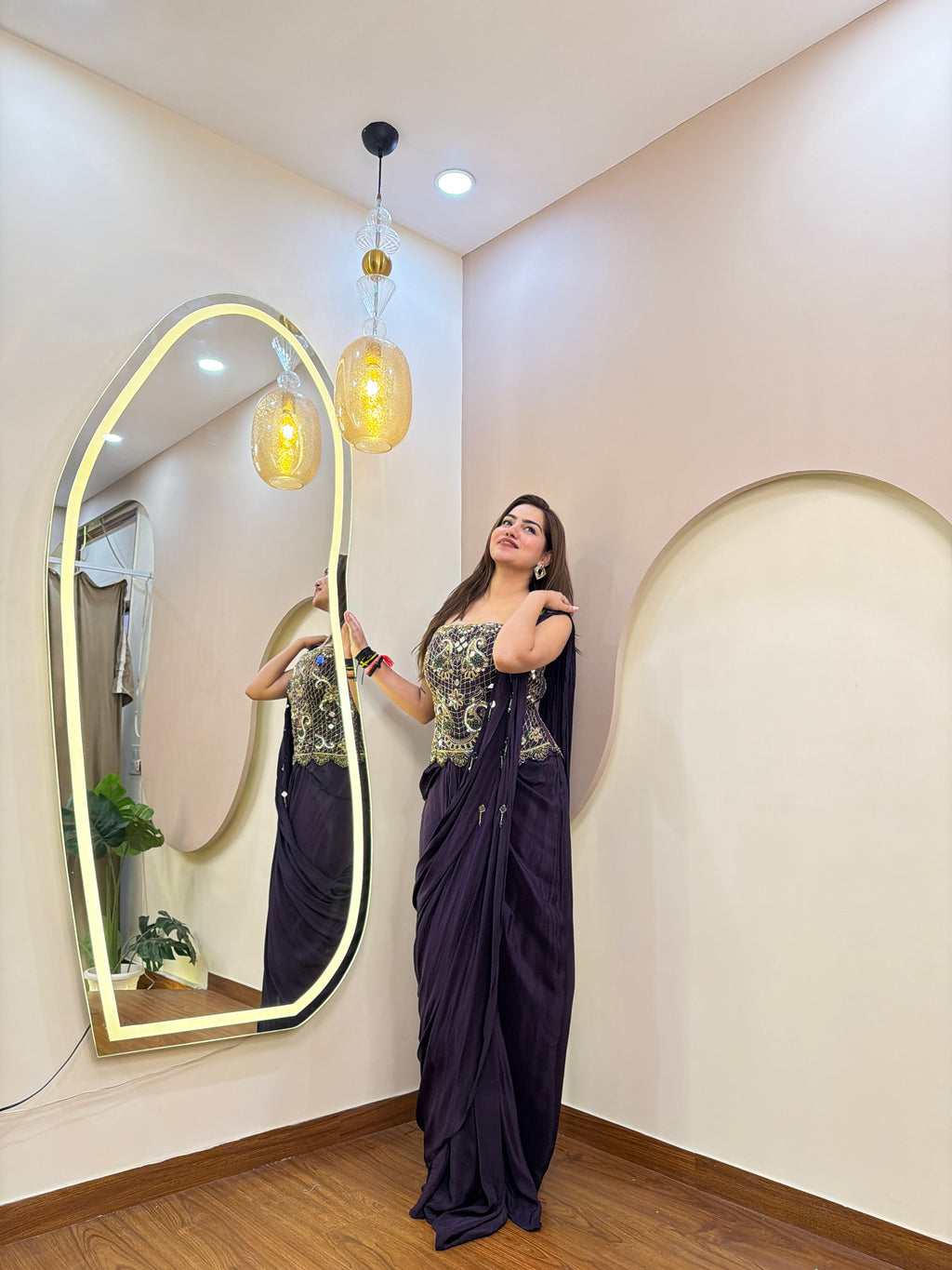 E212 INDO WESTARN DRAP SAREE