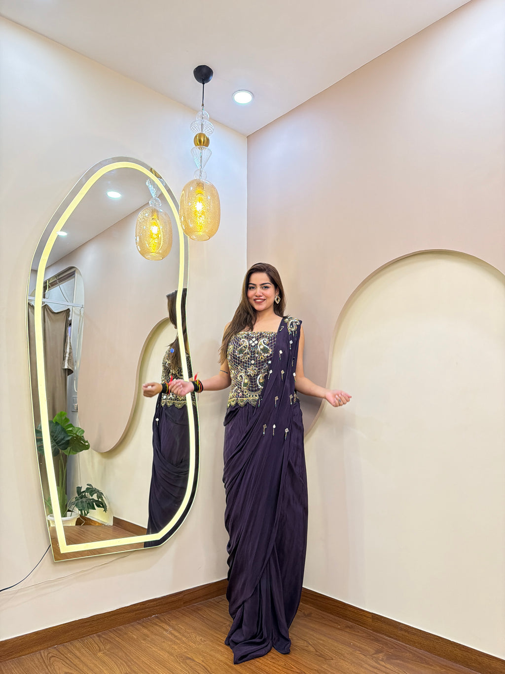 E212 INDO WESTARN DRAP SAREE