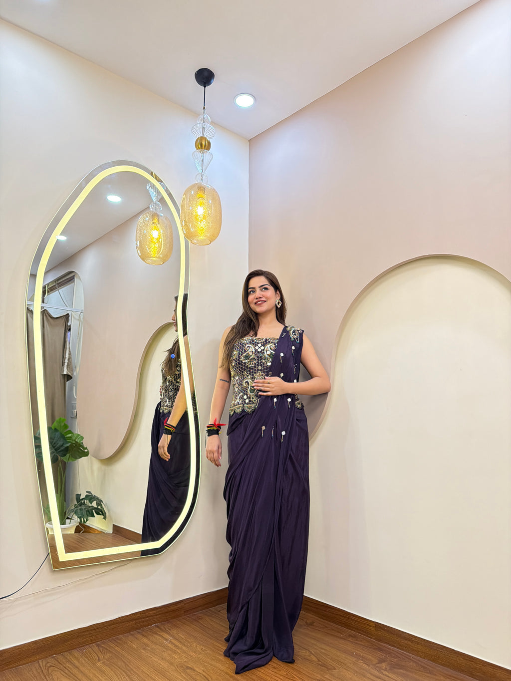 E212 INDO WESTARN DRAP SAREE