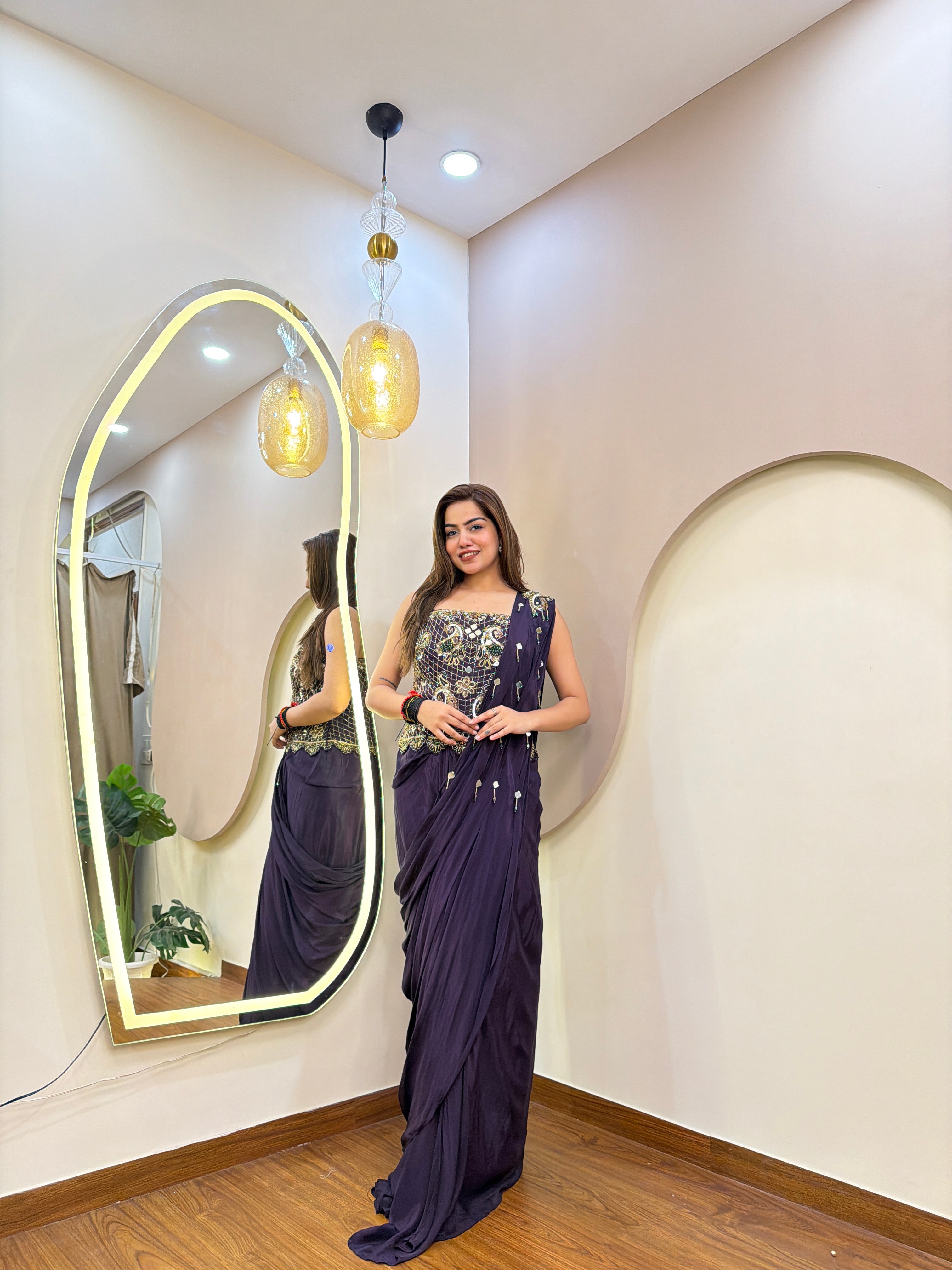 E212 INDO WESTARN DRAP SAREE