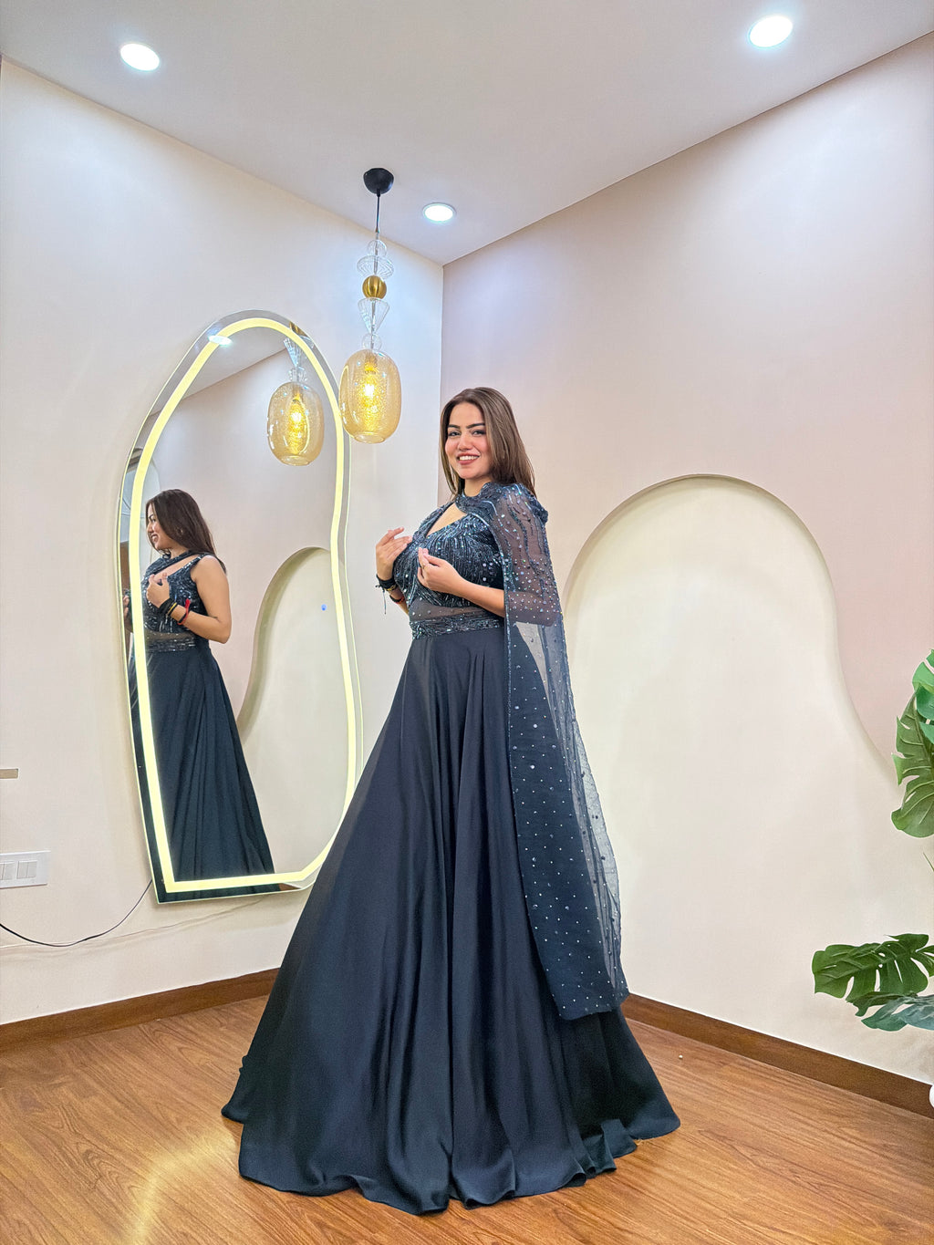 E276 INDO WESTERN CROP TOP LEHENGA