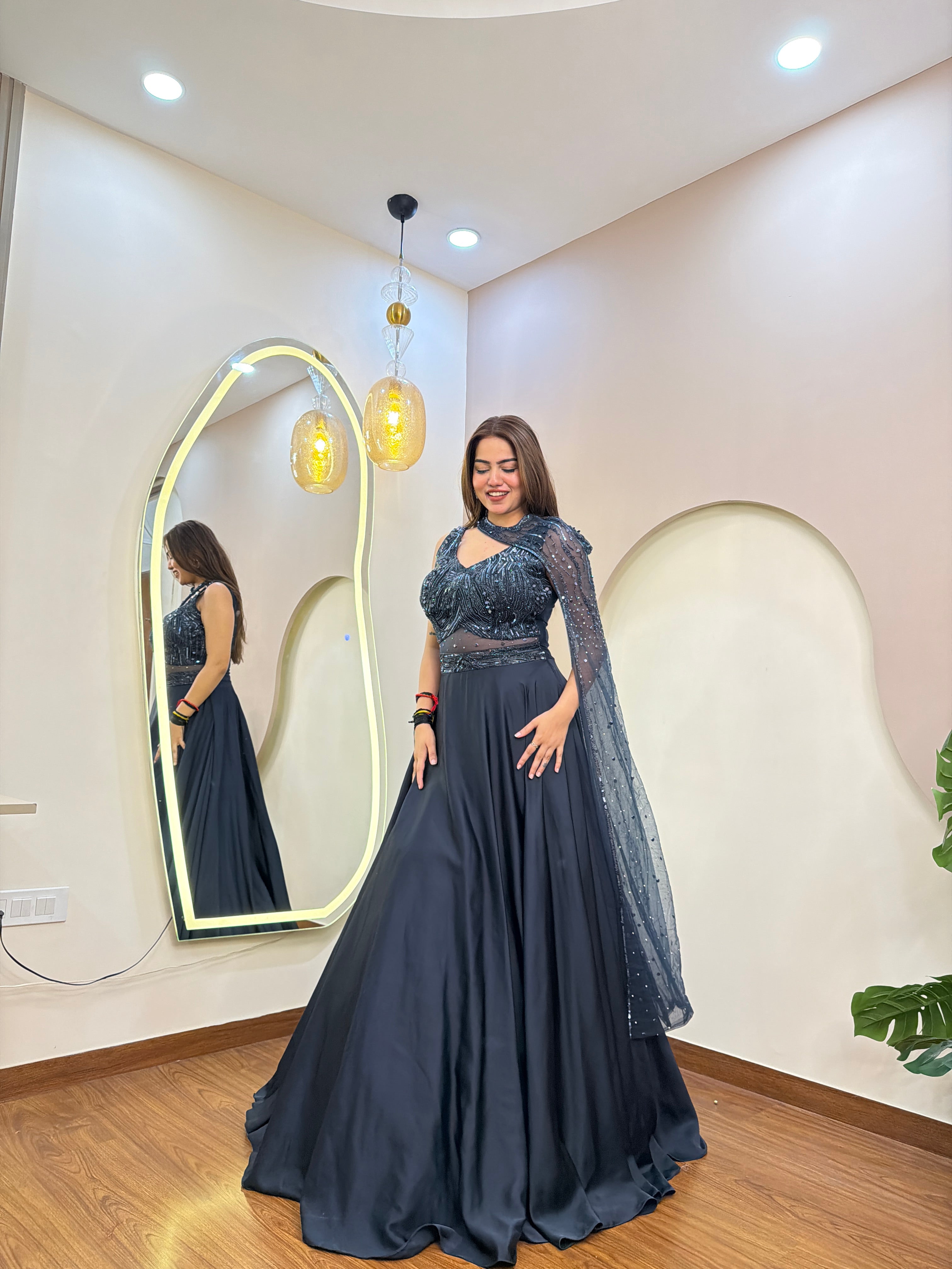 E276 INDO WESTERN CROP TOP LEHENGA