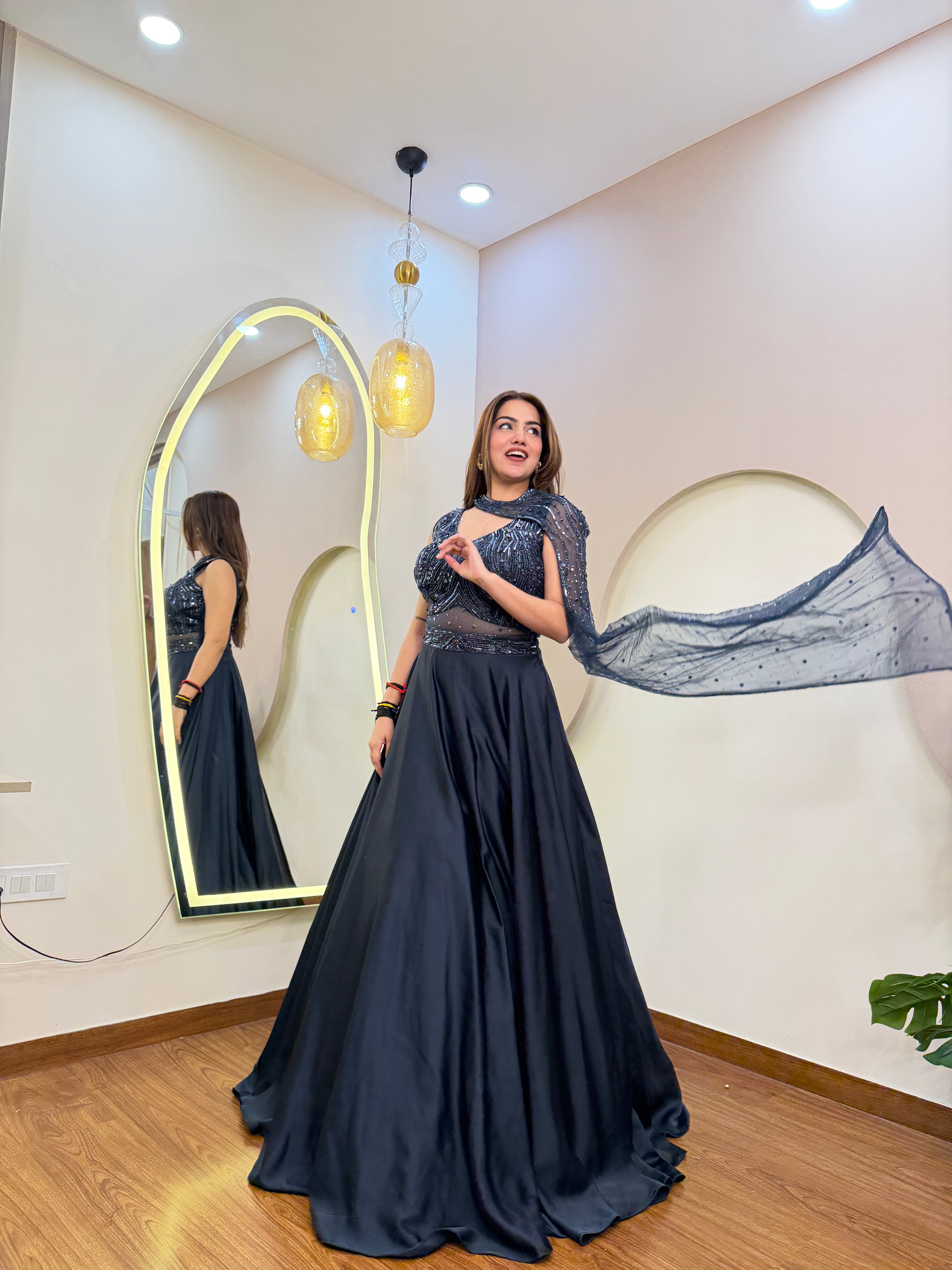 E276 INDO WESTERN CROP TOP LEHENGA