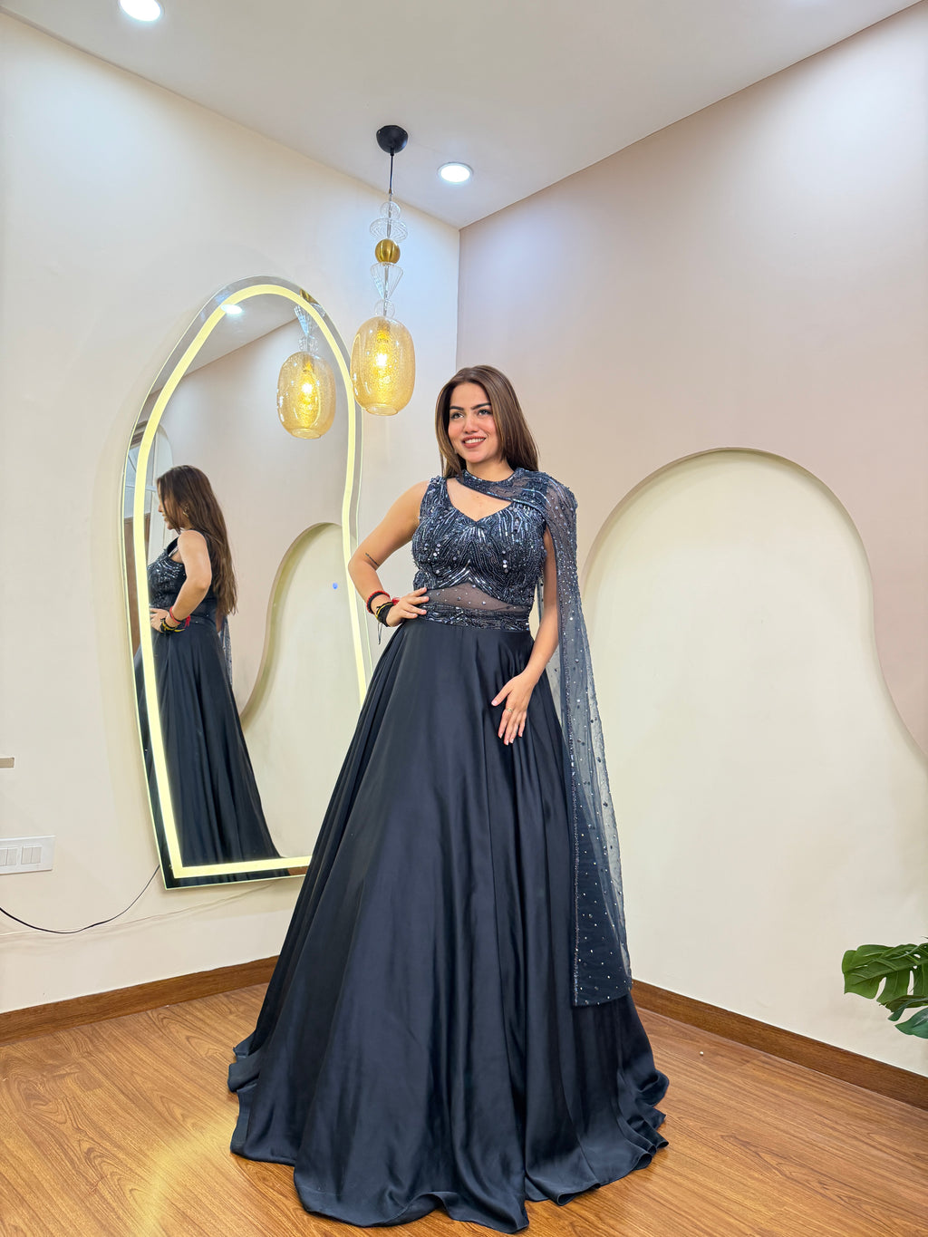 E276 INDO WESTERN CROP TOP LEHENGA