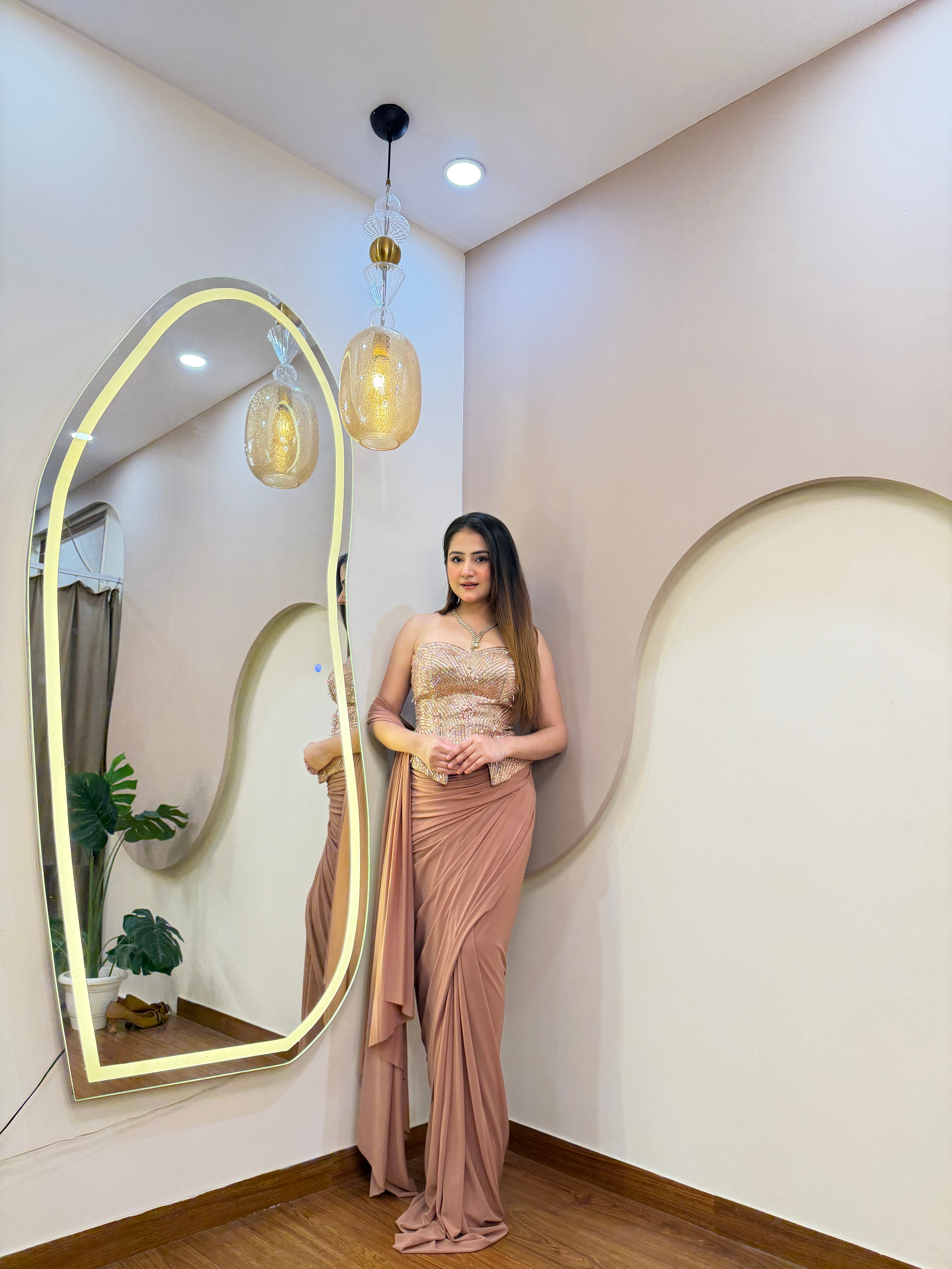E298 INDO WESTERN DRAP SAREE
