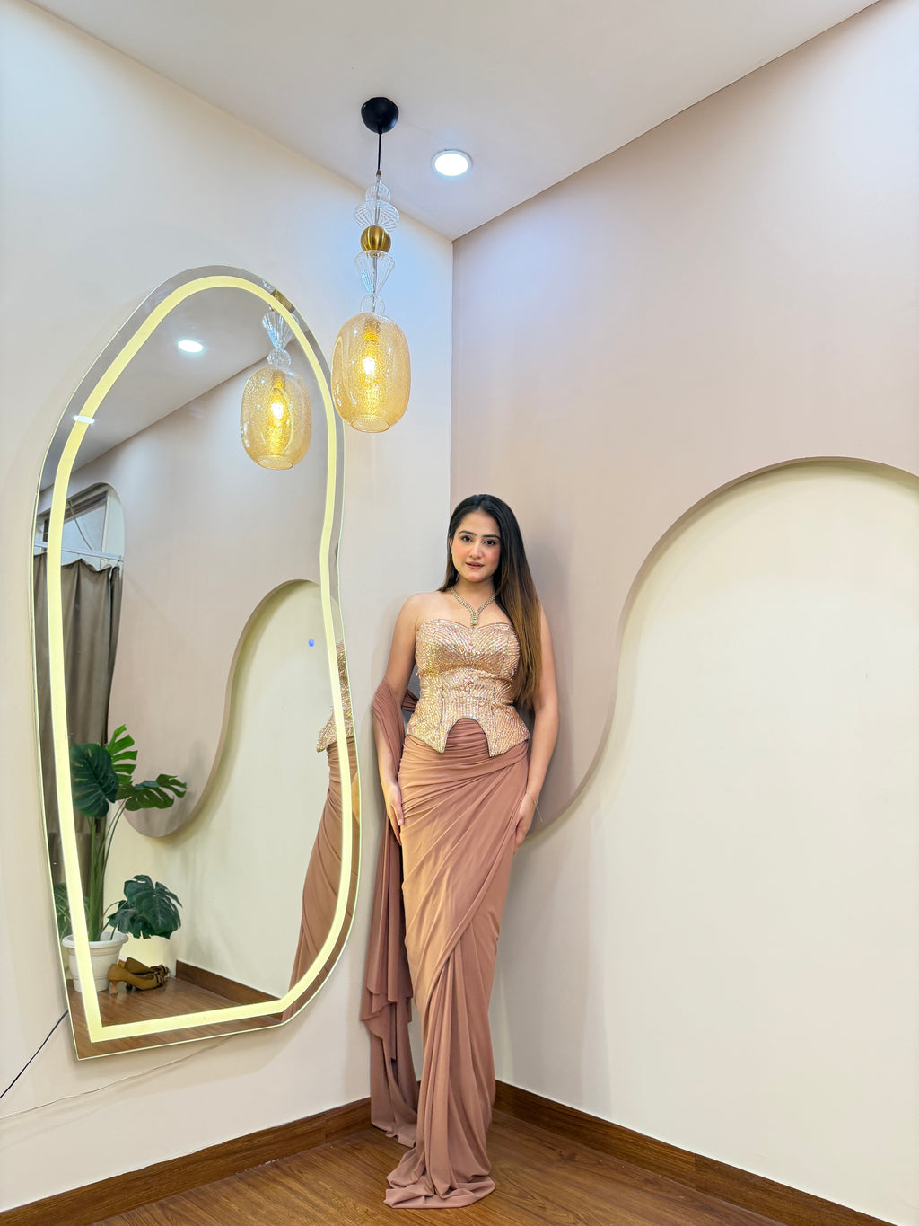 E298 INDO WESTERN DRAP SAREE