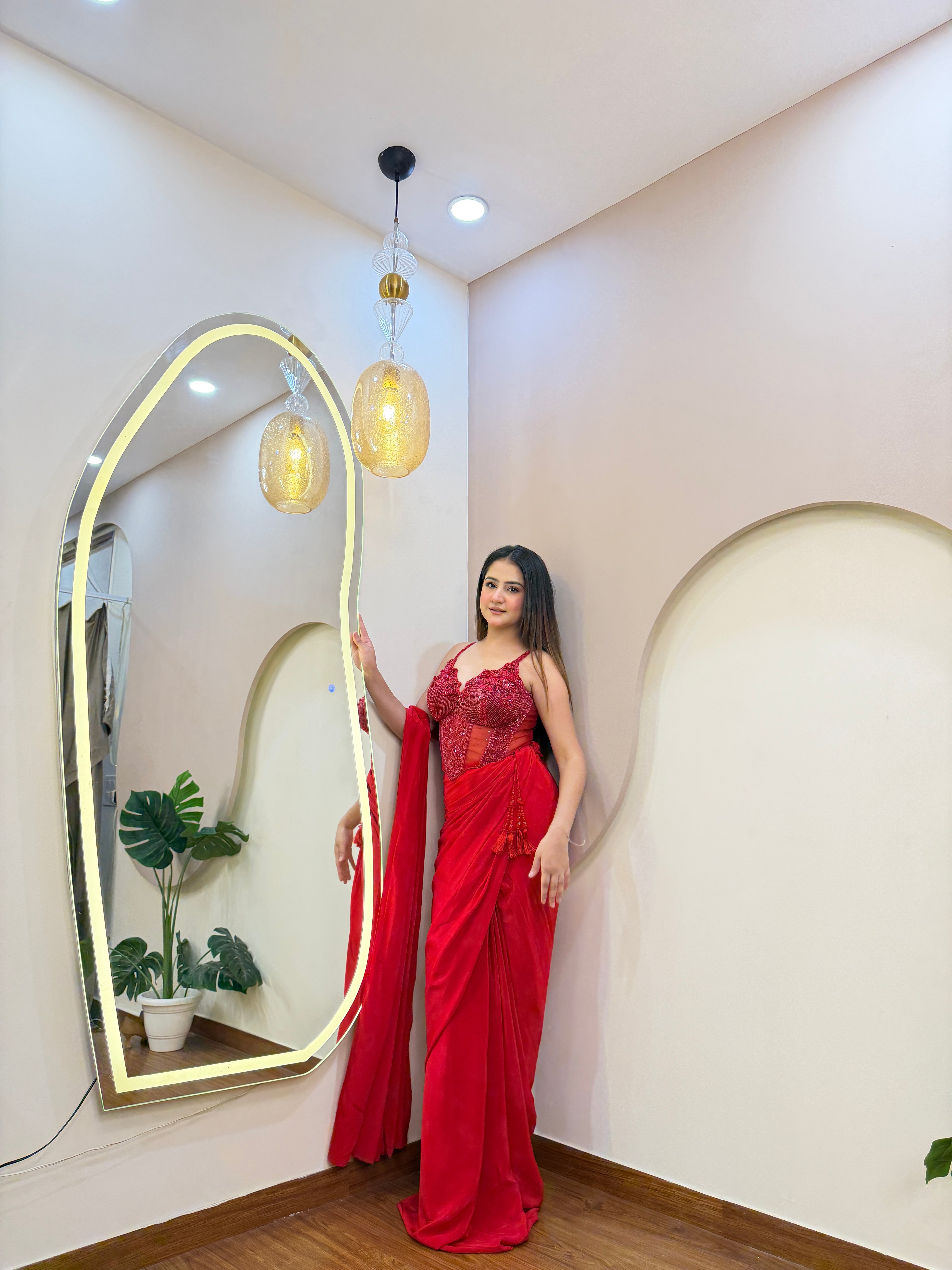 E152 INDO WESTERN DRAP SAREE