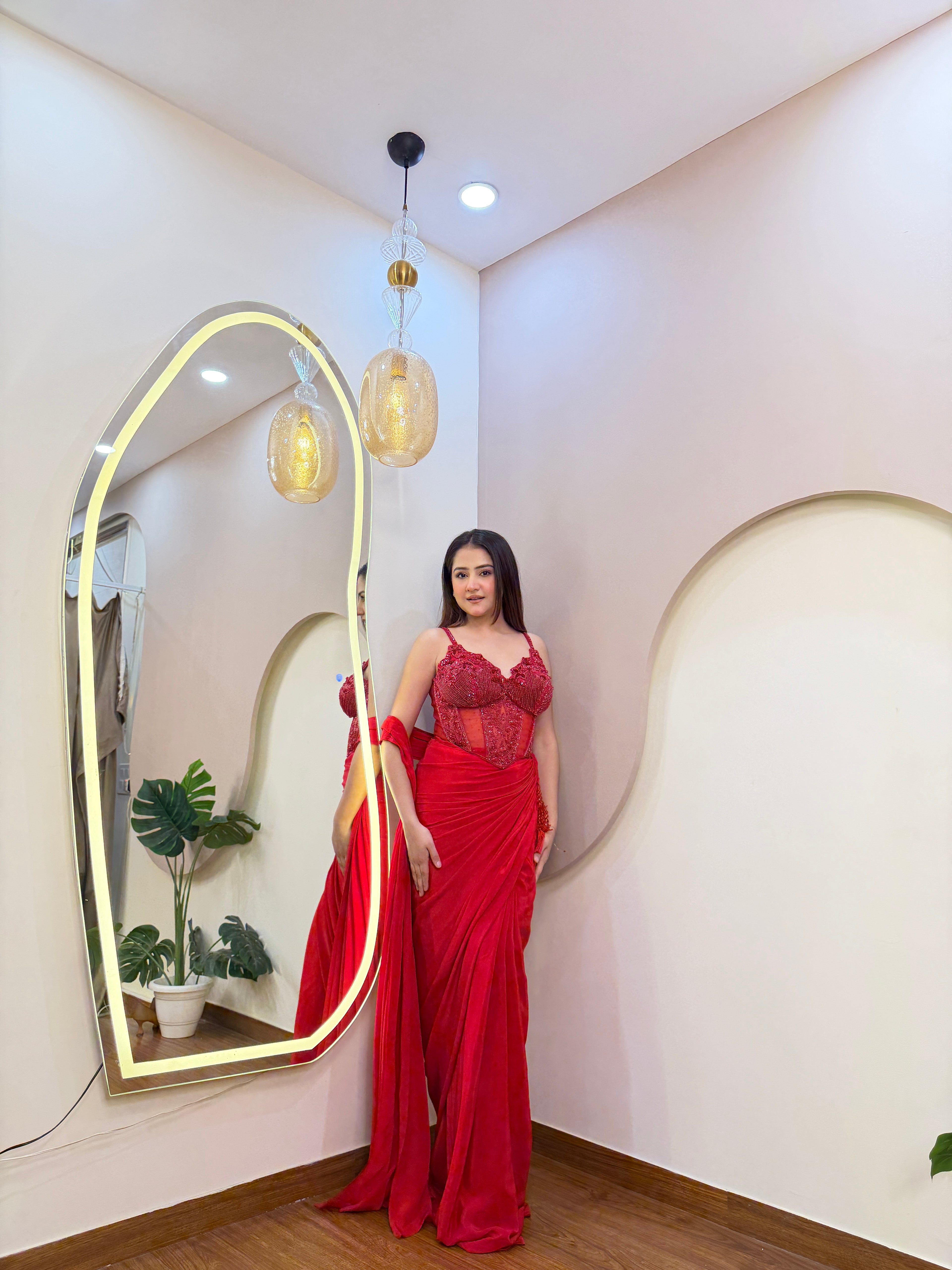 E152 INDO WESTERN DRAP SAREE