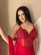 E152 INDO WESTERN DRAP SAREE