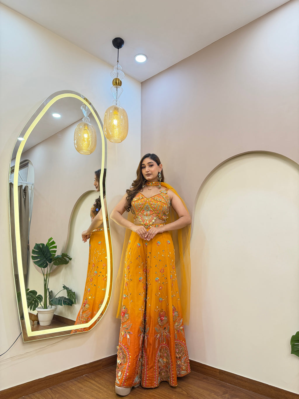 E317 CROP TOP WITH SHARARA SET