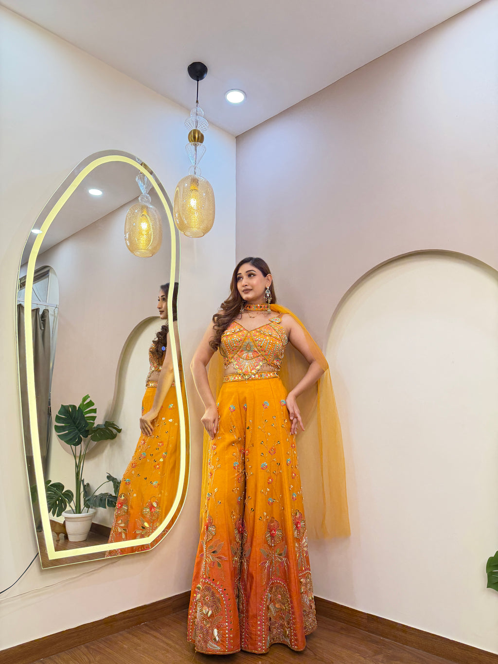 E317 CROP TOP WITH SHARARA SET