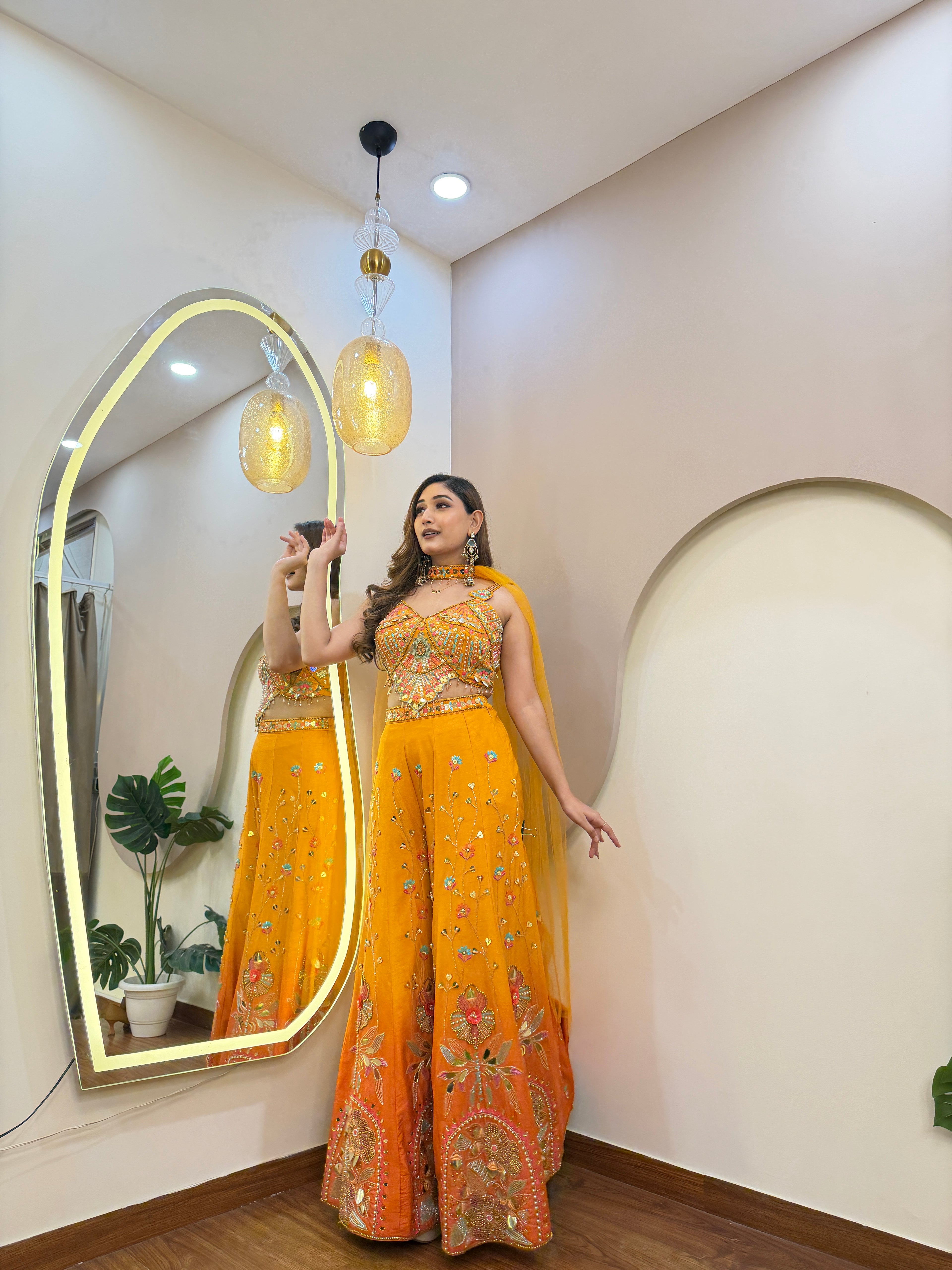 E317 CROP TOP WITH SHARARA SET
