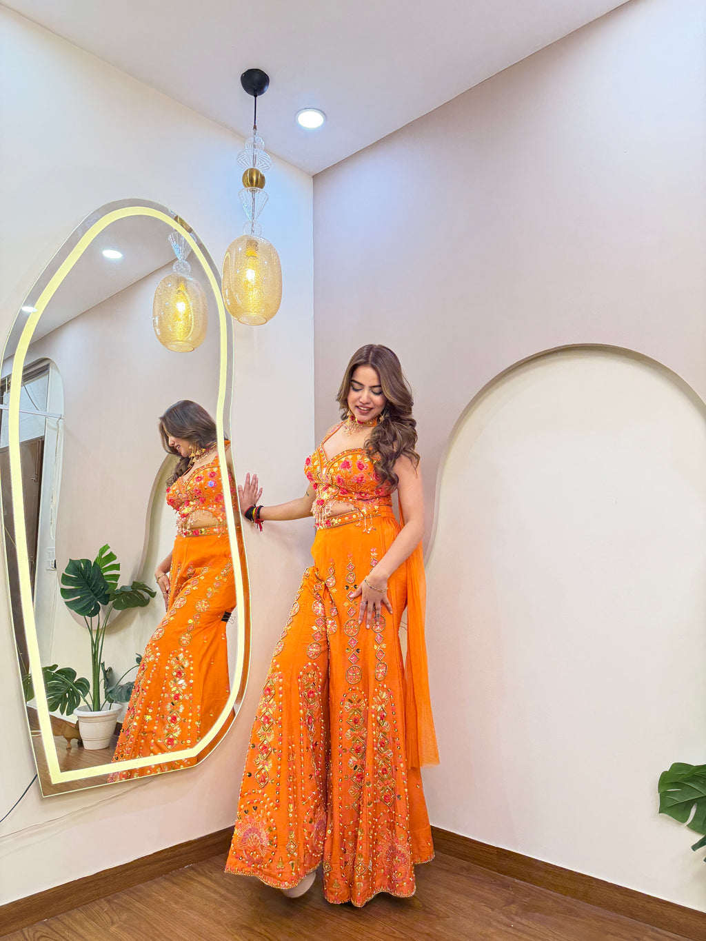 E318 CROP TOP WITH SHARARA SET