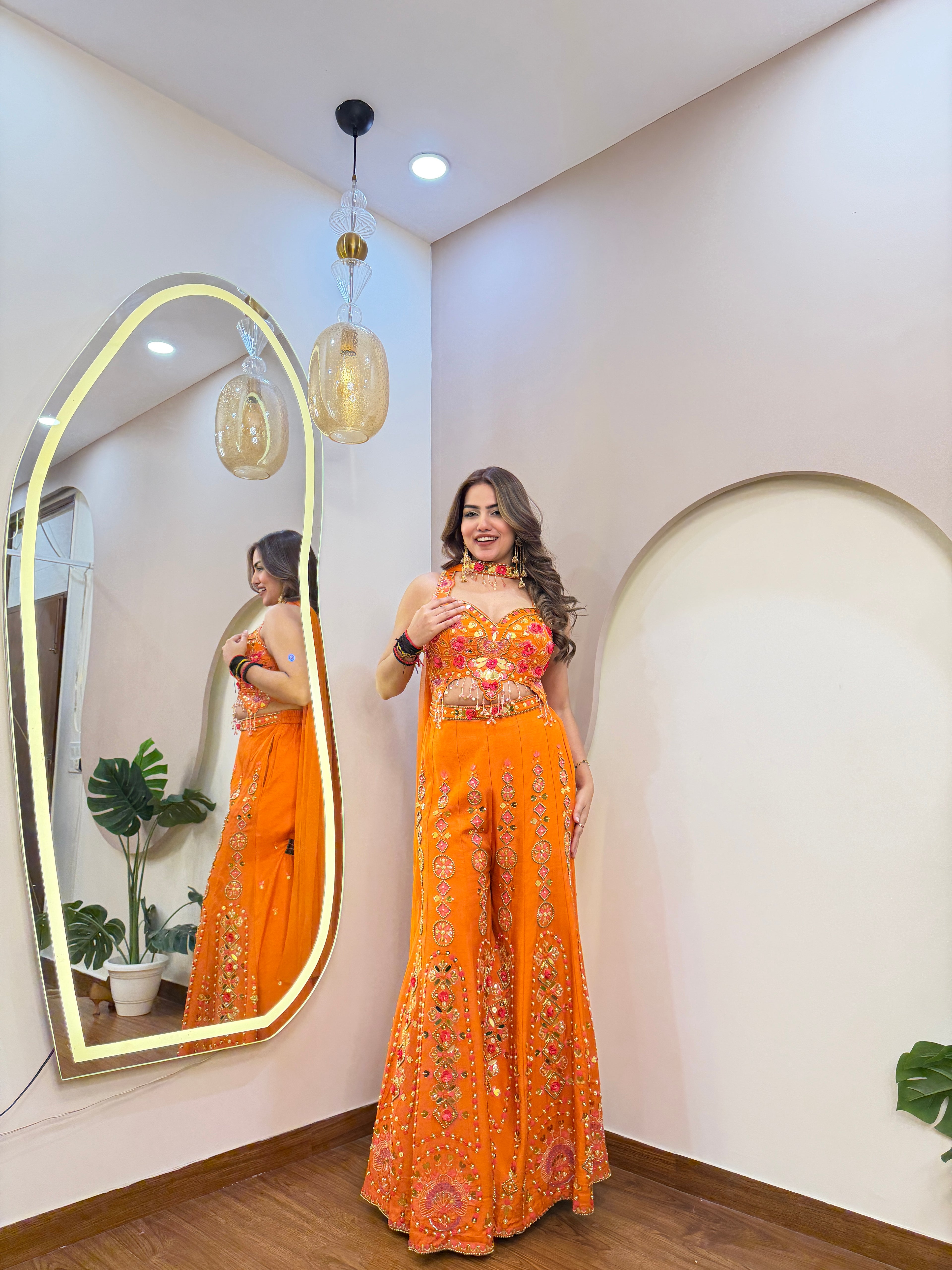 E318 CROP TOP WITH SHARARA SET