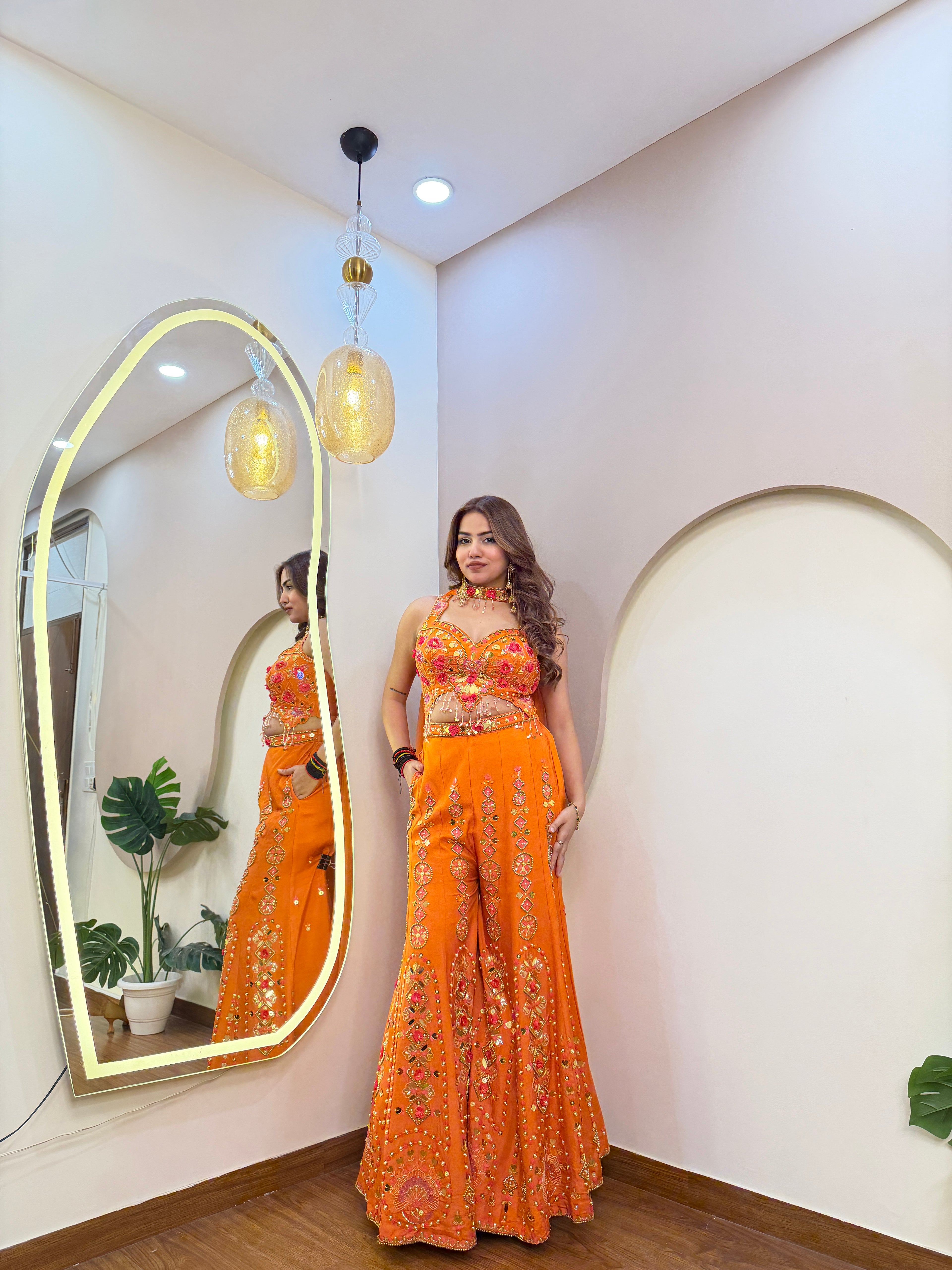 E318 CROP TOP WITH SHARARA SET