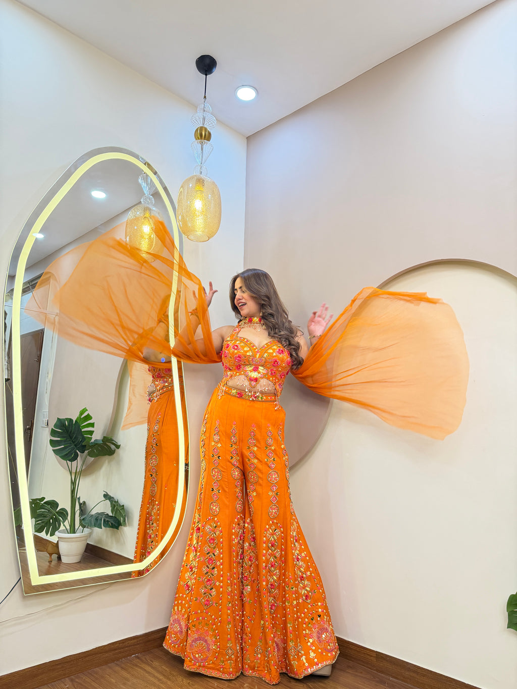 E318 CROP TOP WITH SHARARA SET