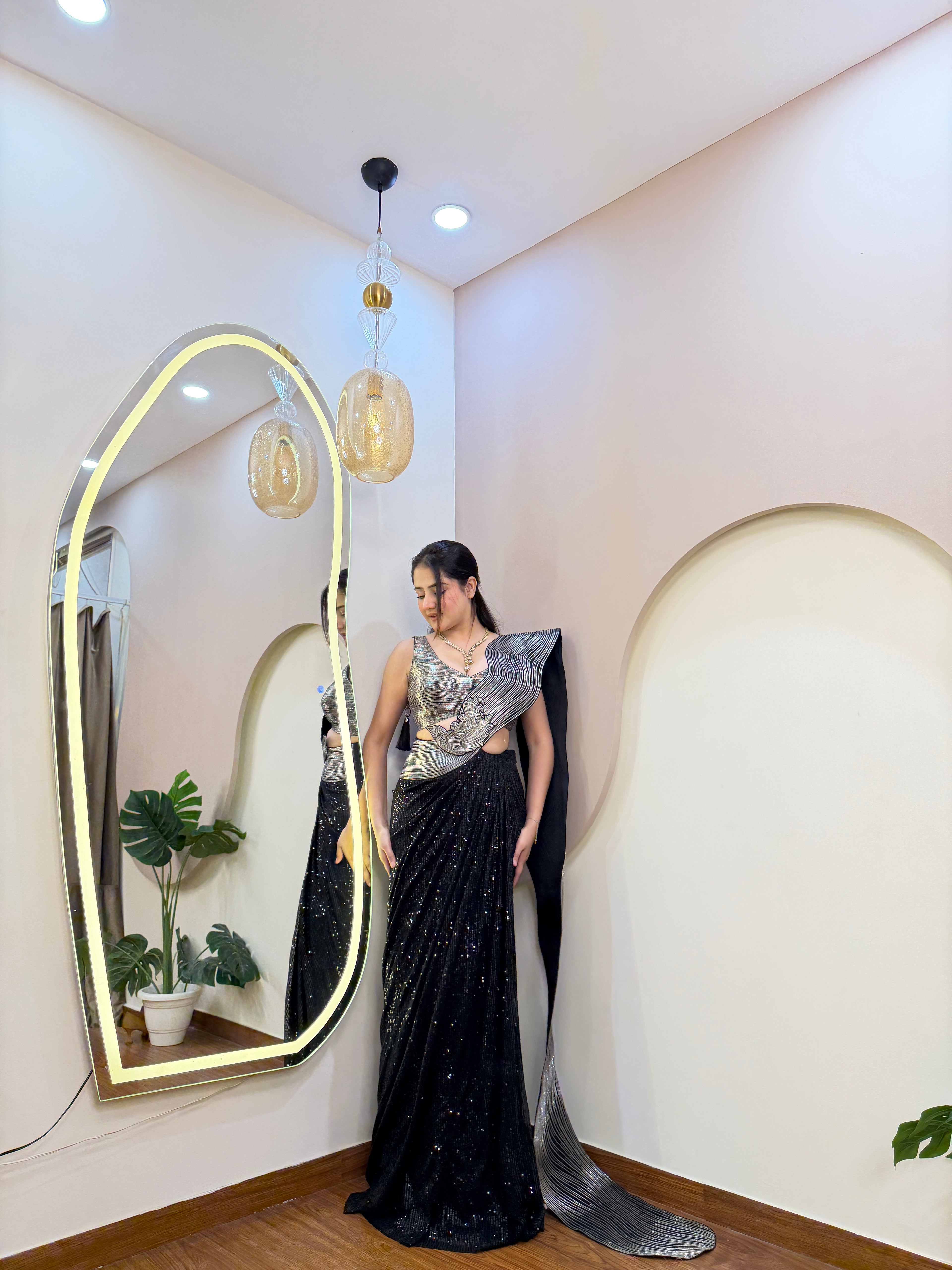 E10 INDO WESTERN DRAPE SAREE