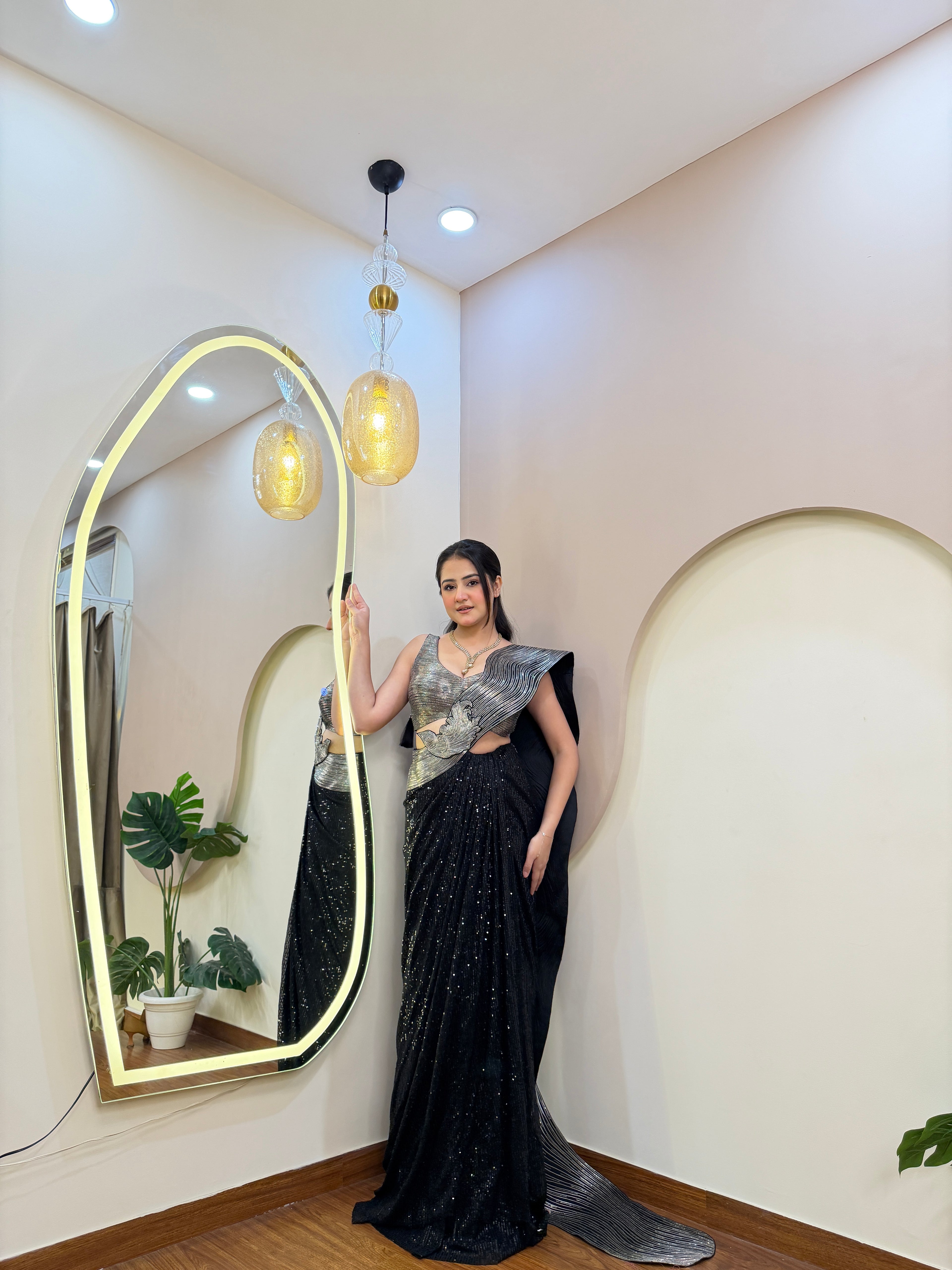 E10 INDO WESTERN DRAPE SAREE