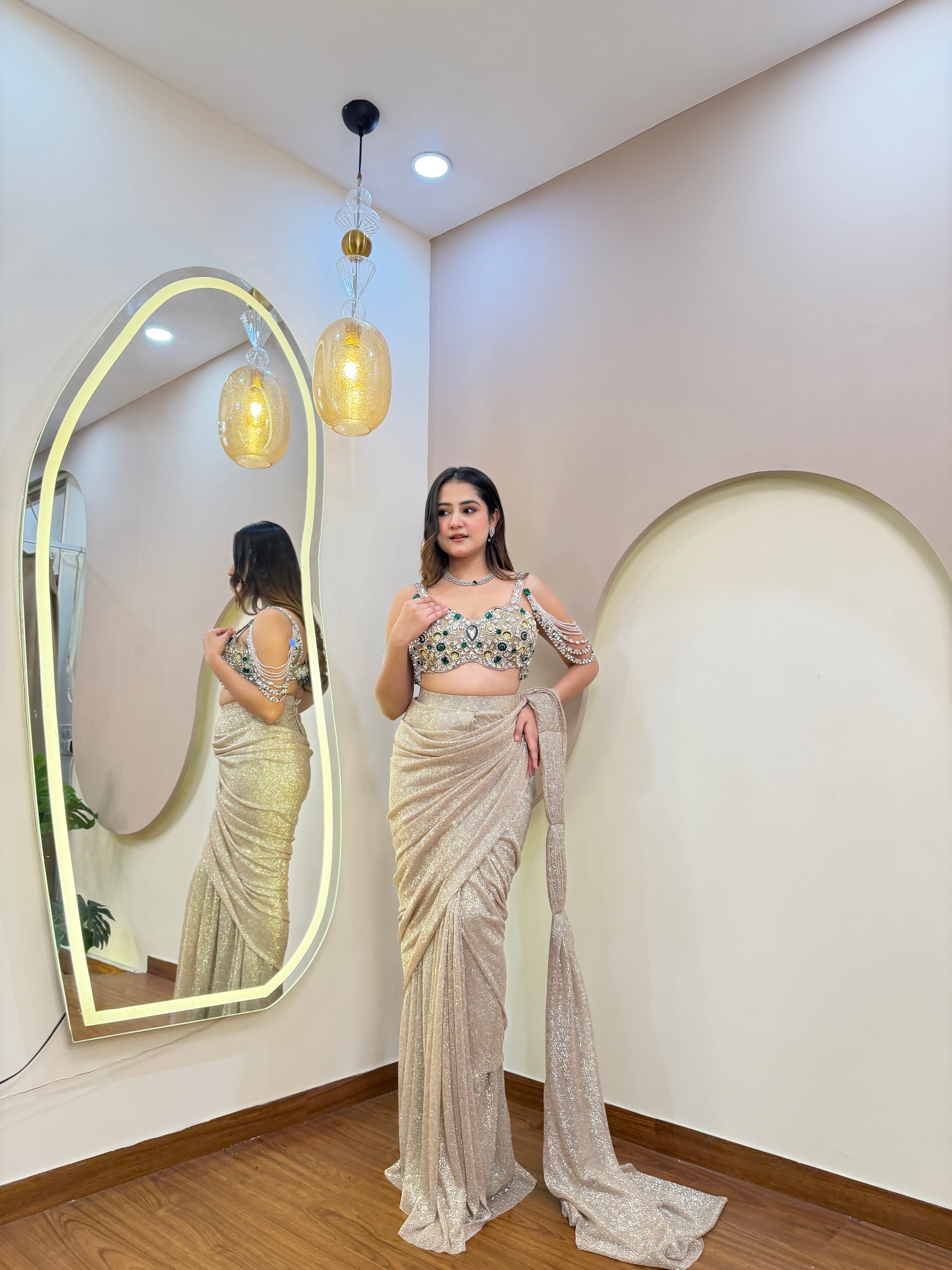 E299 INDO WESTERN DRAPE SAARE