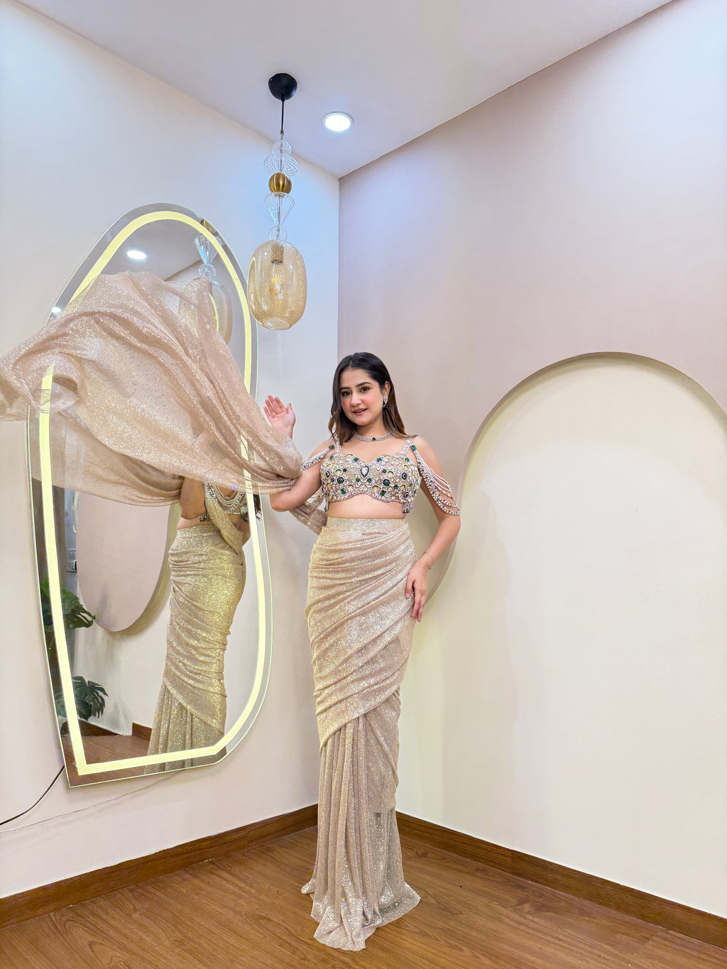 E299 INDO WESTERN DRAPE SAARE