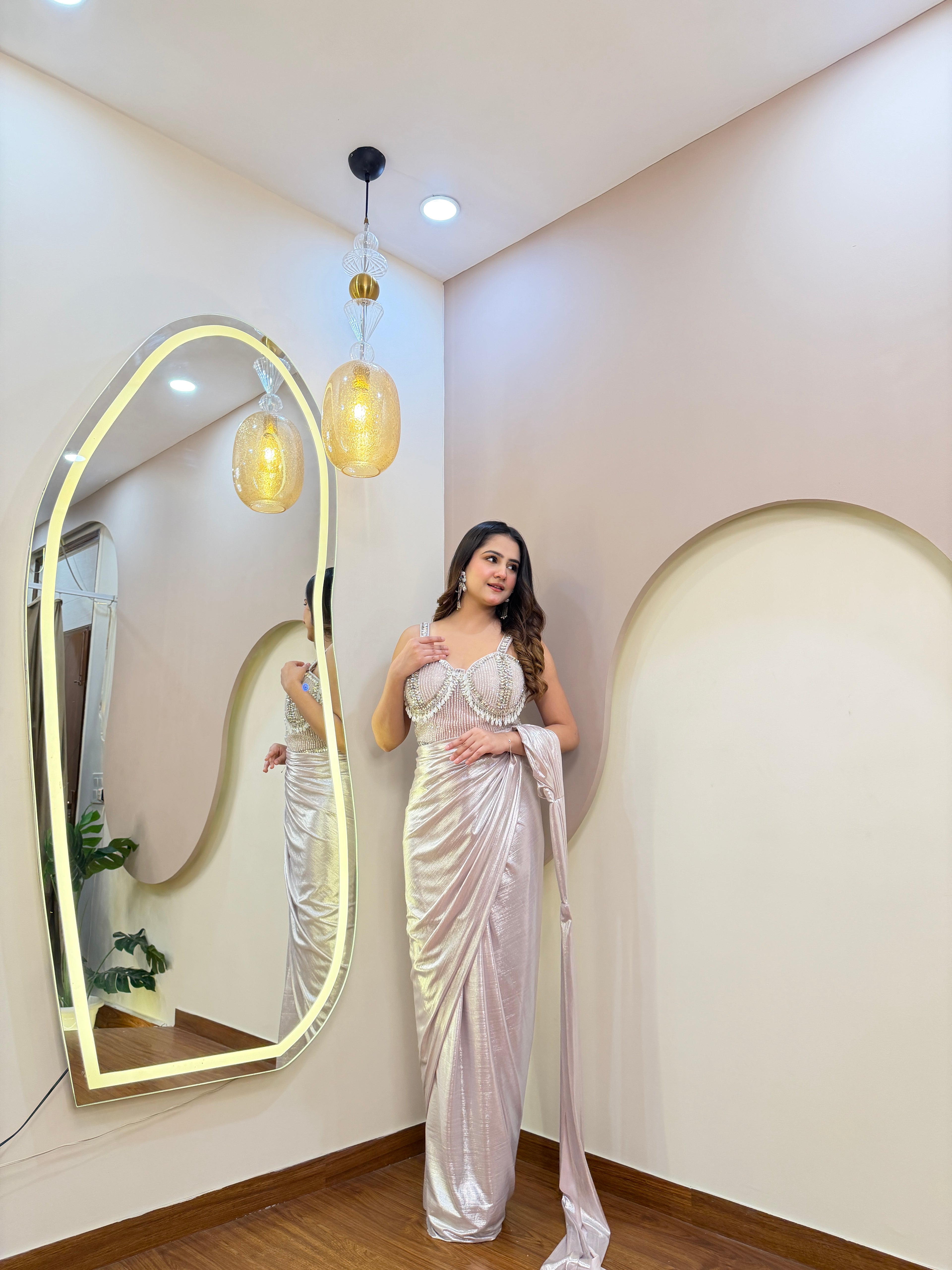 050E281 INDO WESTERN DRAPE SAREE