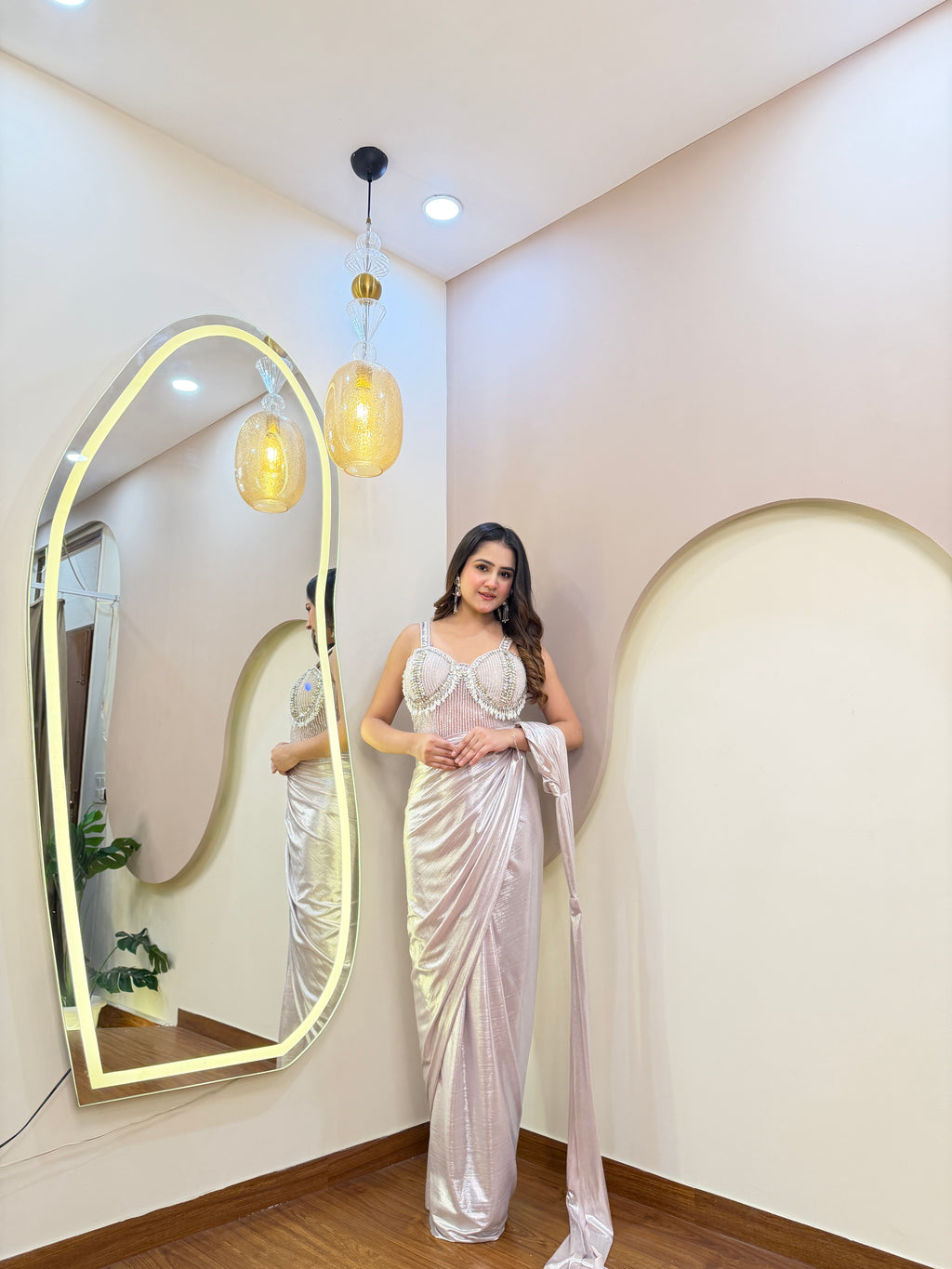 050E281 INDO WESTERN DRAPE SAREE