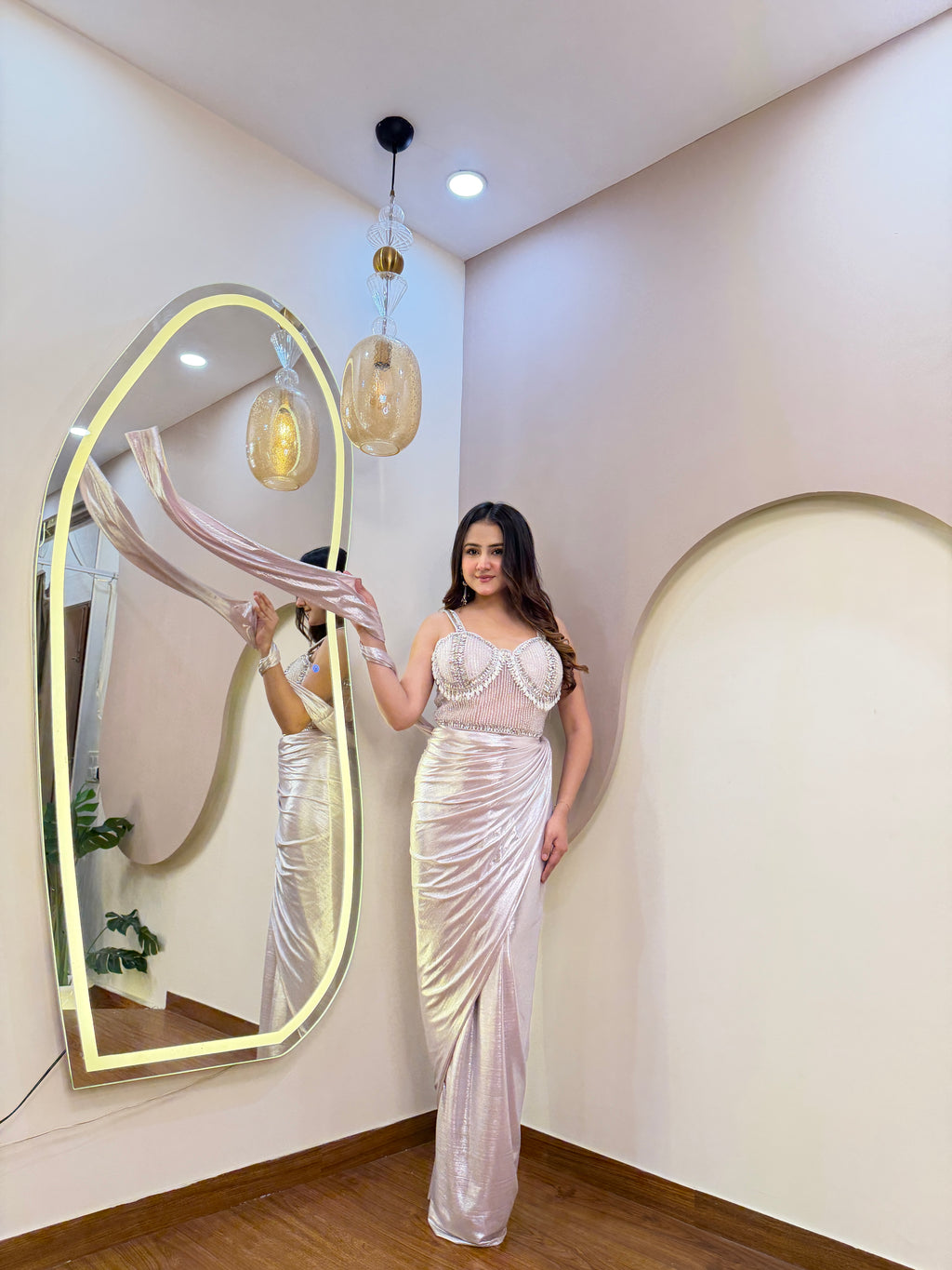 050E281 INDO WESTERN DRAPE SAREE