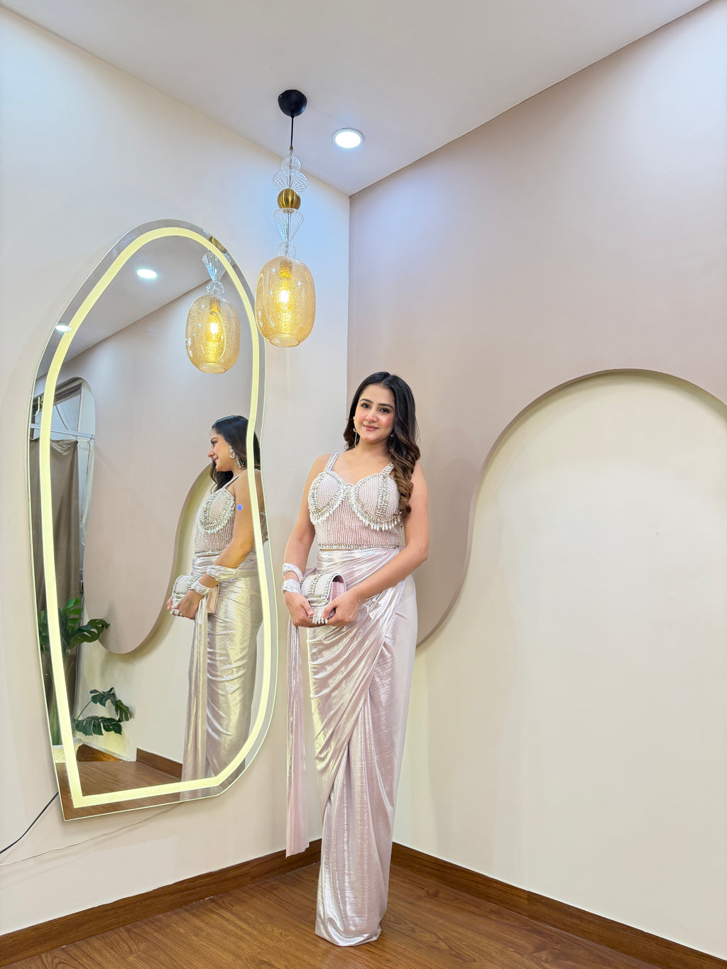 050E281 INDO WESTERN DRAPE SAREE