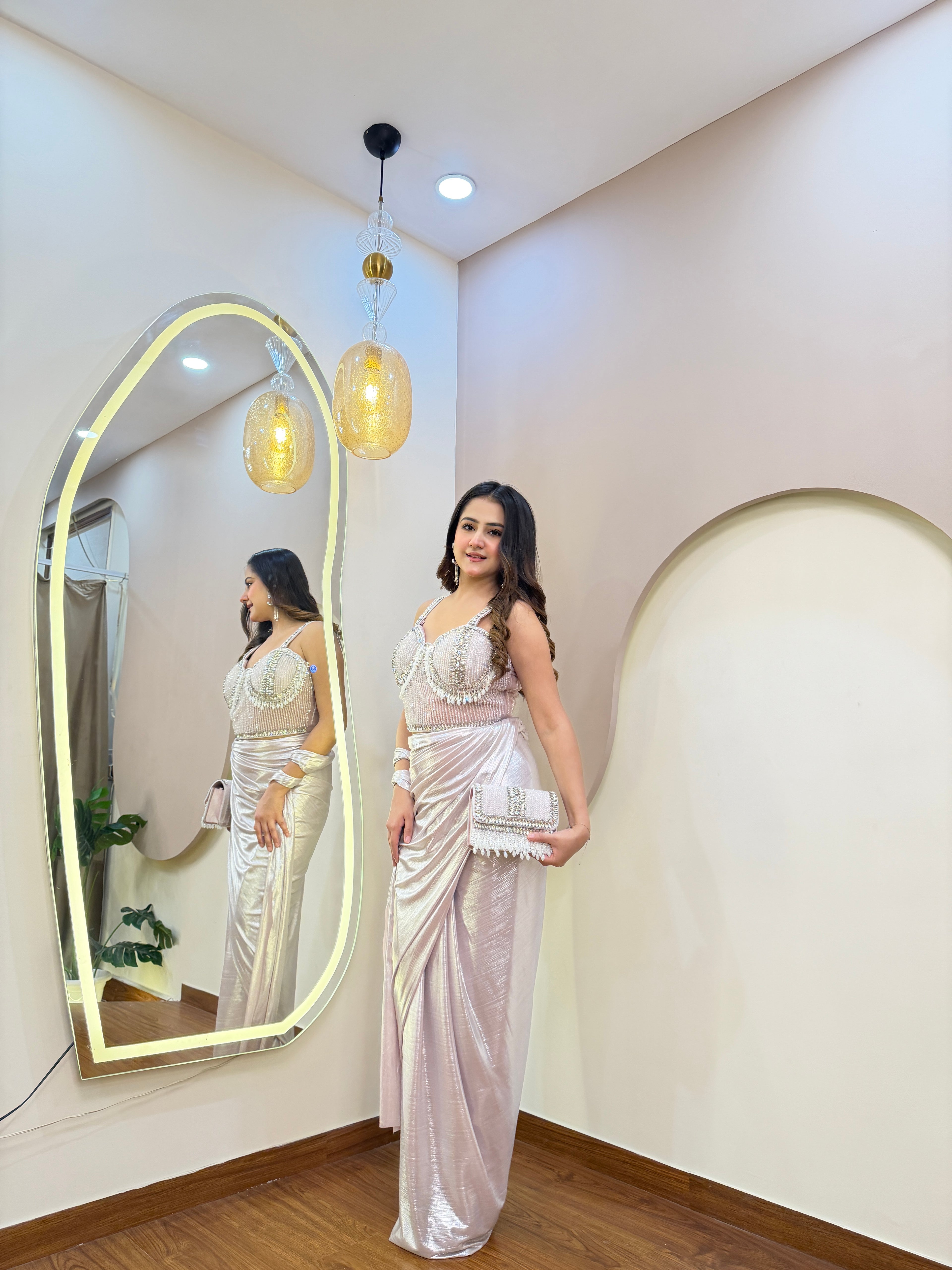 050E281 INDO WESTERN DRAPE SAREE
