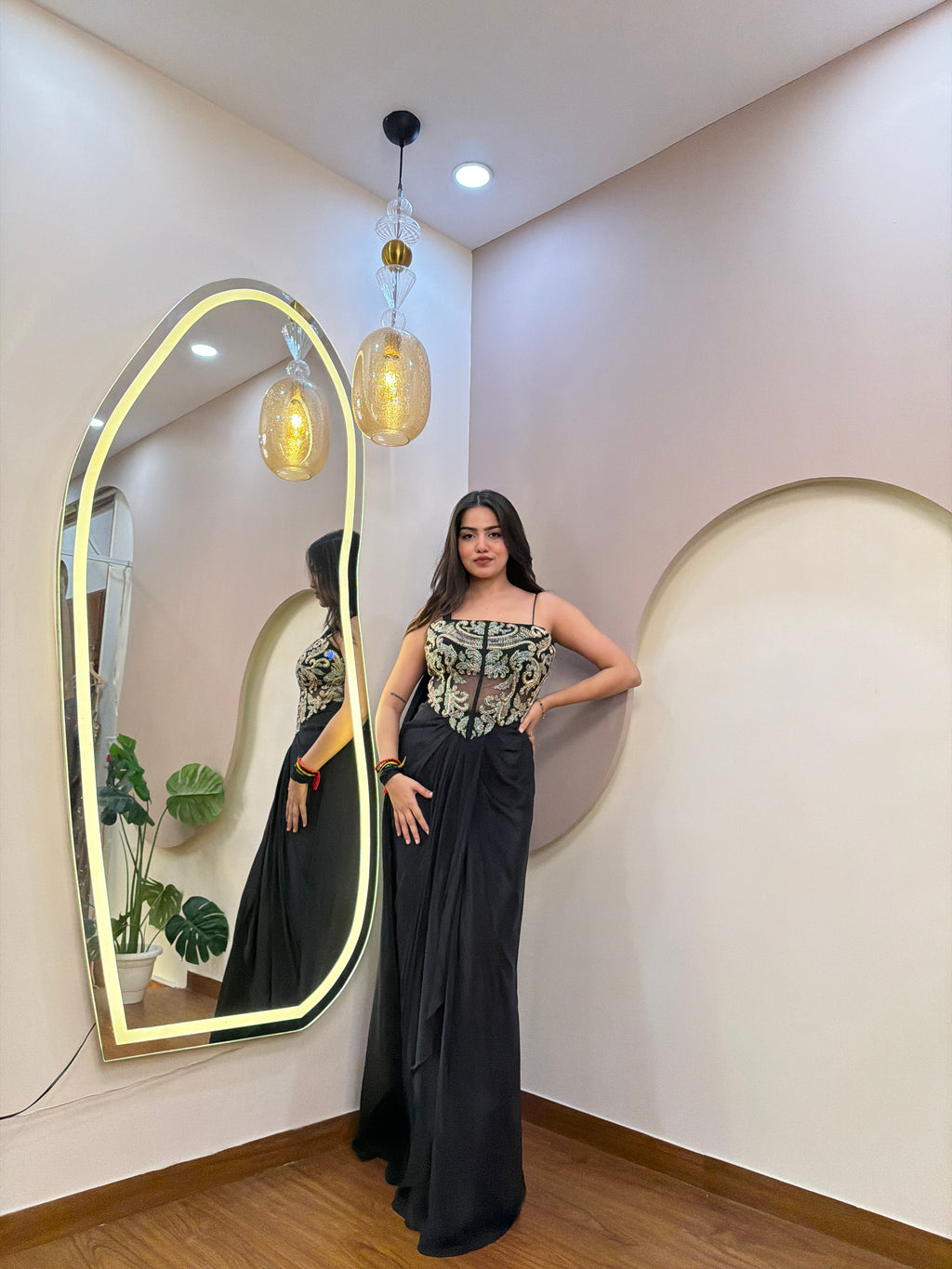 E202 INDO WESTERN DRAPE SAREE