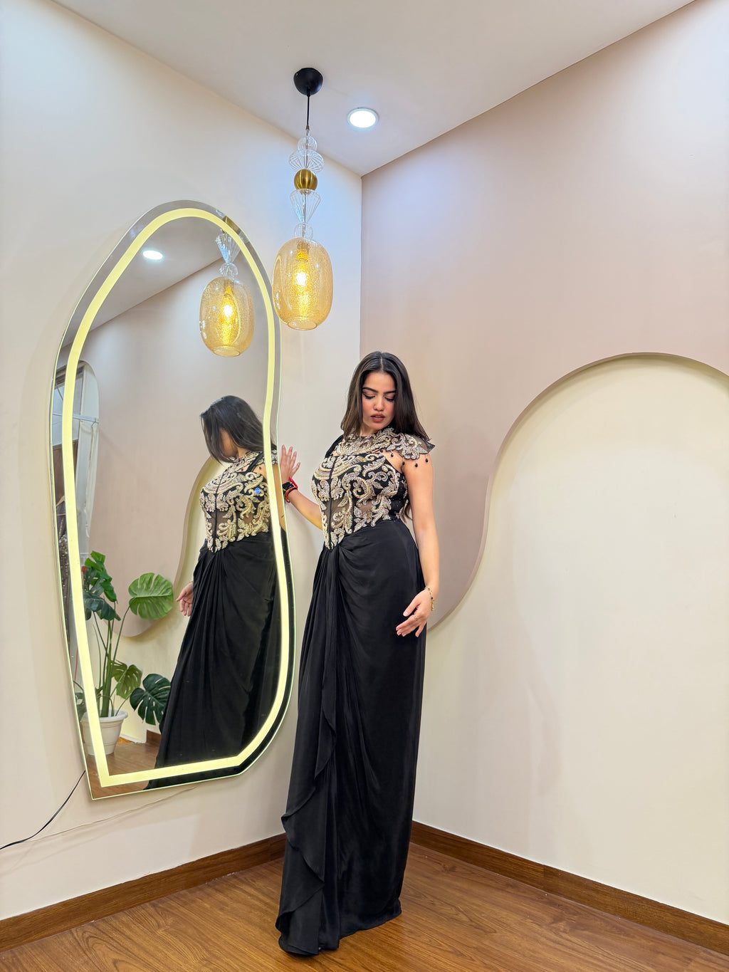E202 INDO WESTERN DRAPE SAREE