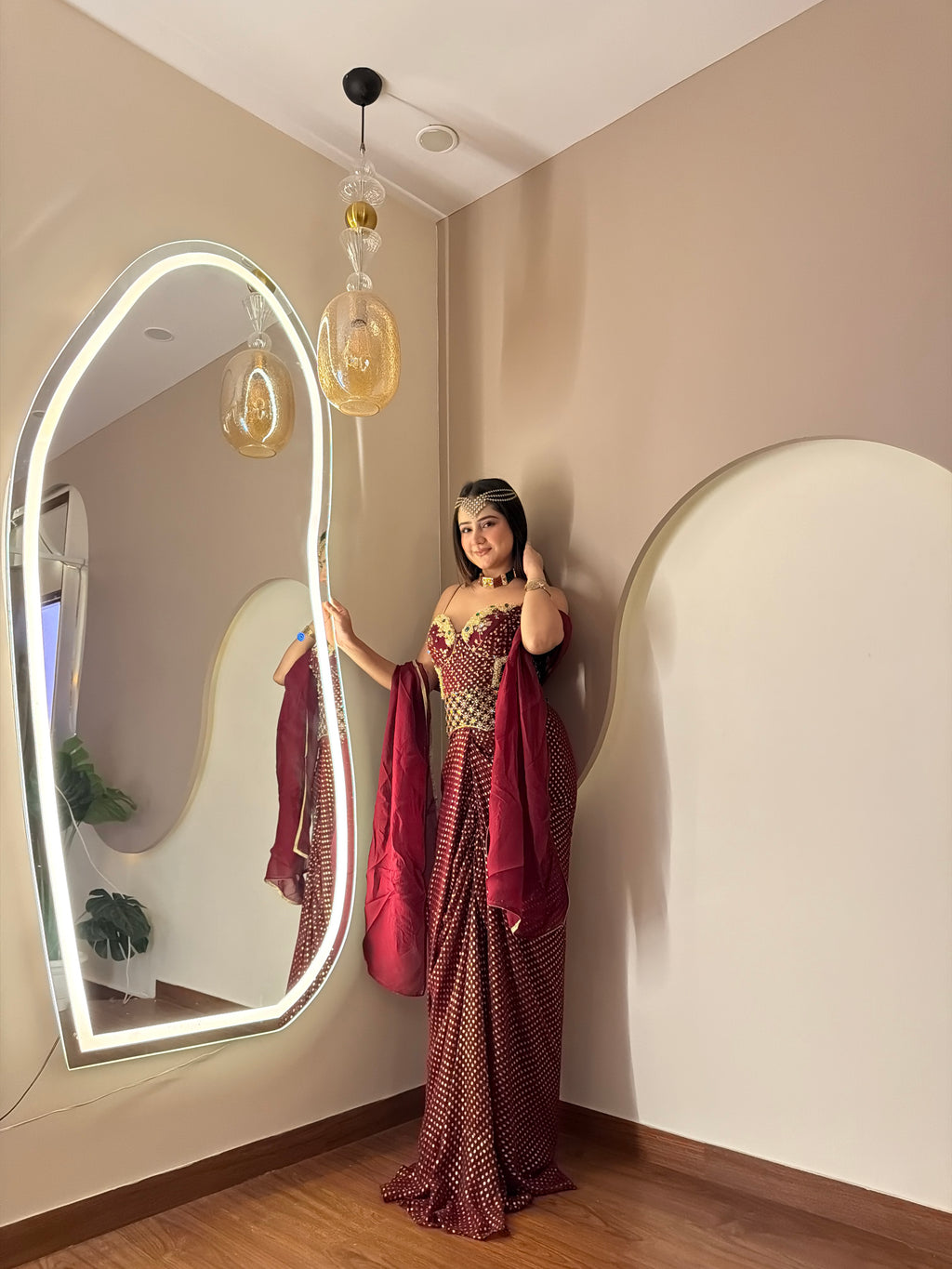 E361 INDO WESTERN DRAPE SAREE