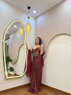 E361 INDO WESTERN DRAPE SAREE