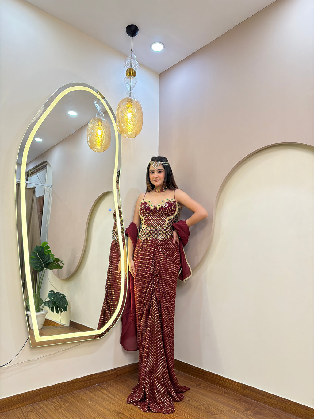 E361 INDO WESTERN DRAPE SAREE