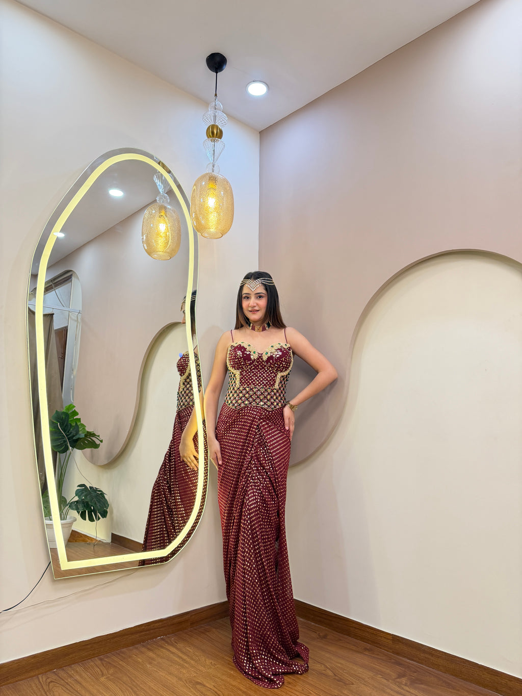 E361 INDO WESTERN DRAPE SAREE