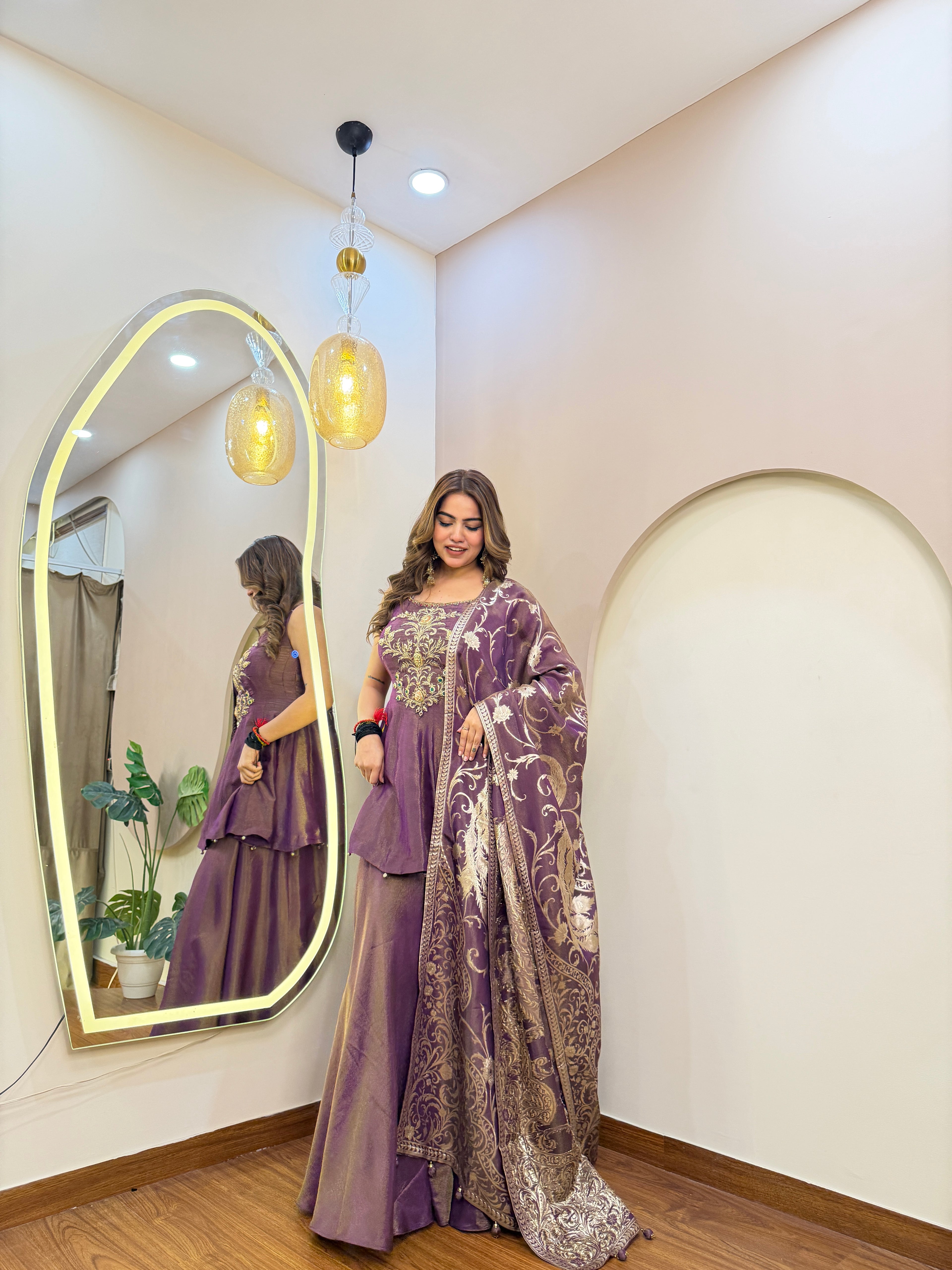 E322 3PC PEPLUM SHARARA SUIT
