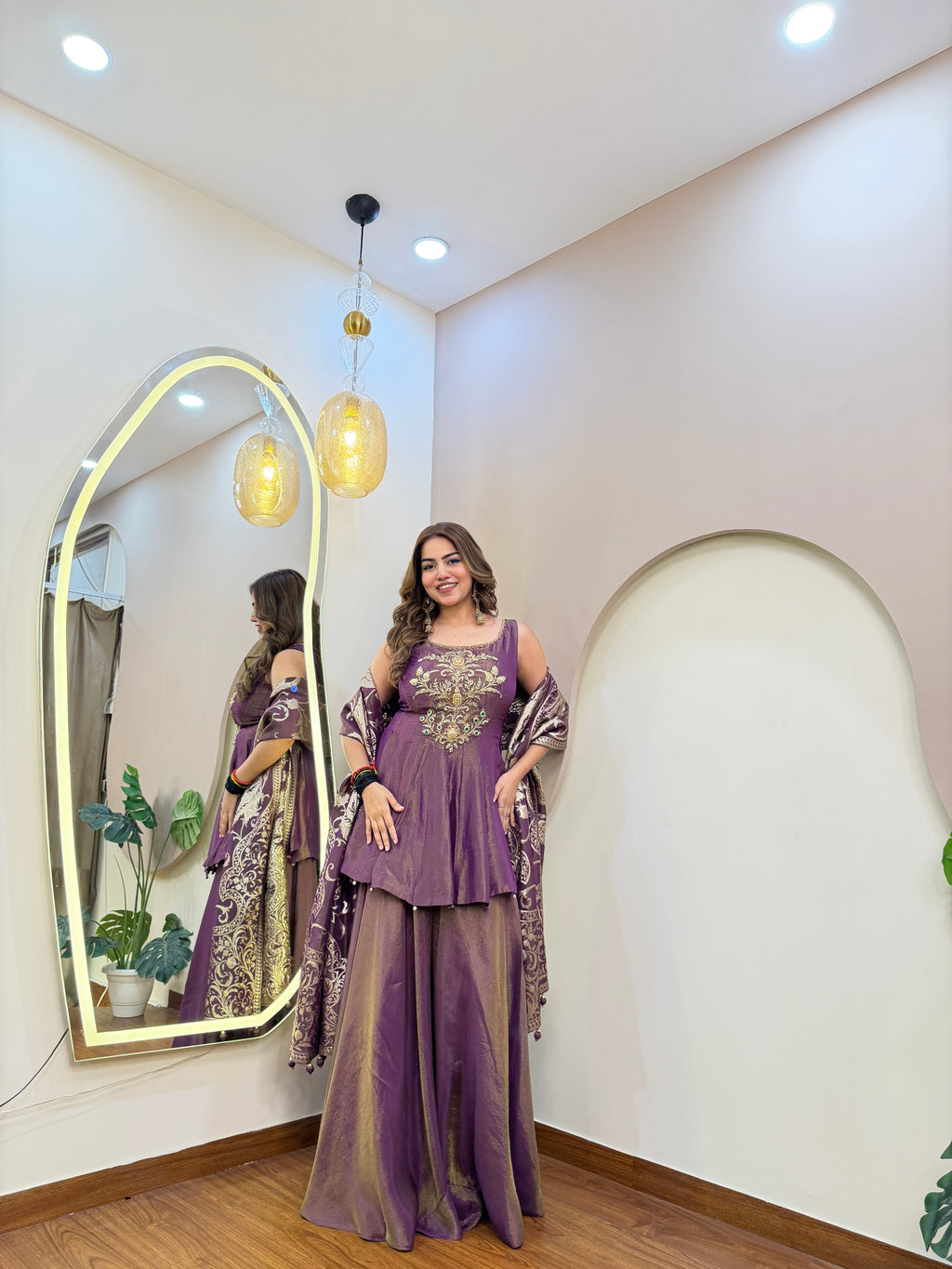 E322 3PC PEPLUM SHARARA SUIT