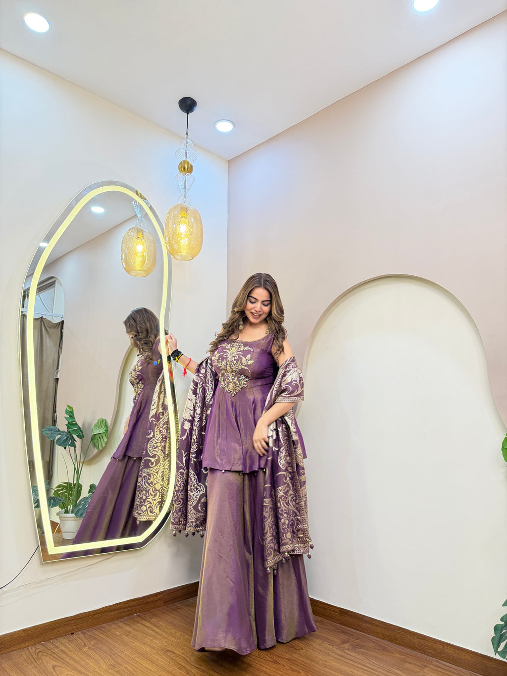 E322 3PC PEPLUM SHARARA SUIT