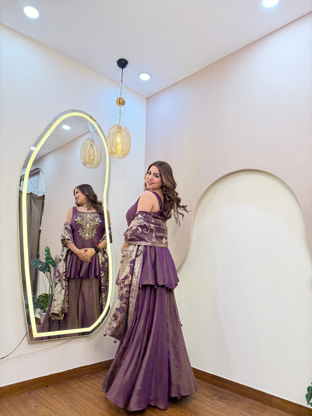 E322 3PC PEPLUM SHARARA SUIT