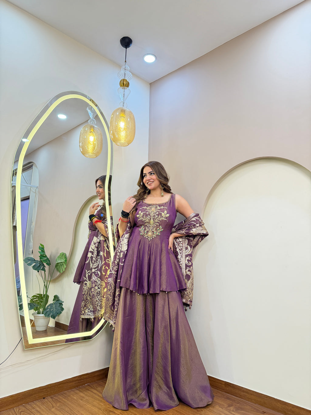 E322 3PC PEPLUM SHARARA SUIT