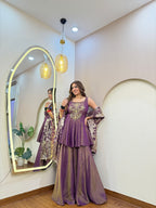 E322 3PC PEPLUM SHARARA SUIT