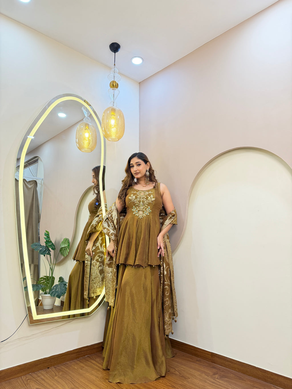E322 3PC PEPLUM SHARARA SUIT