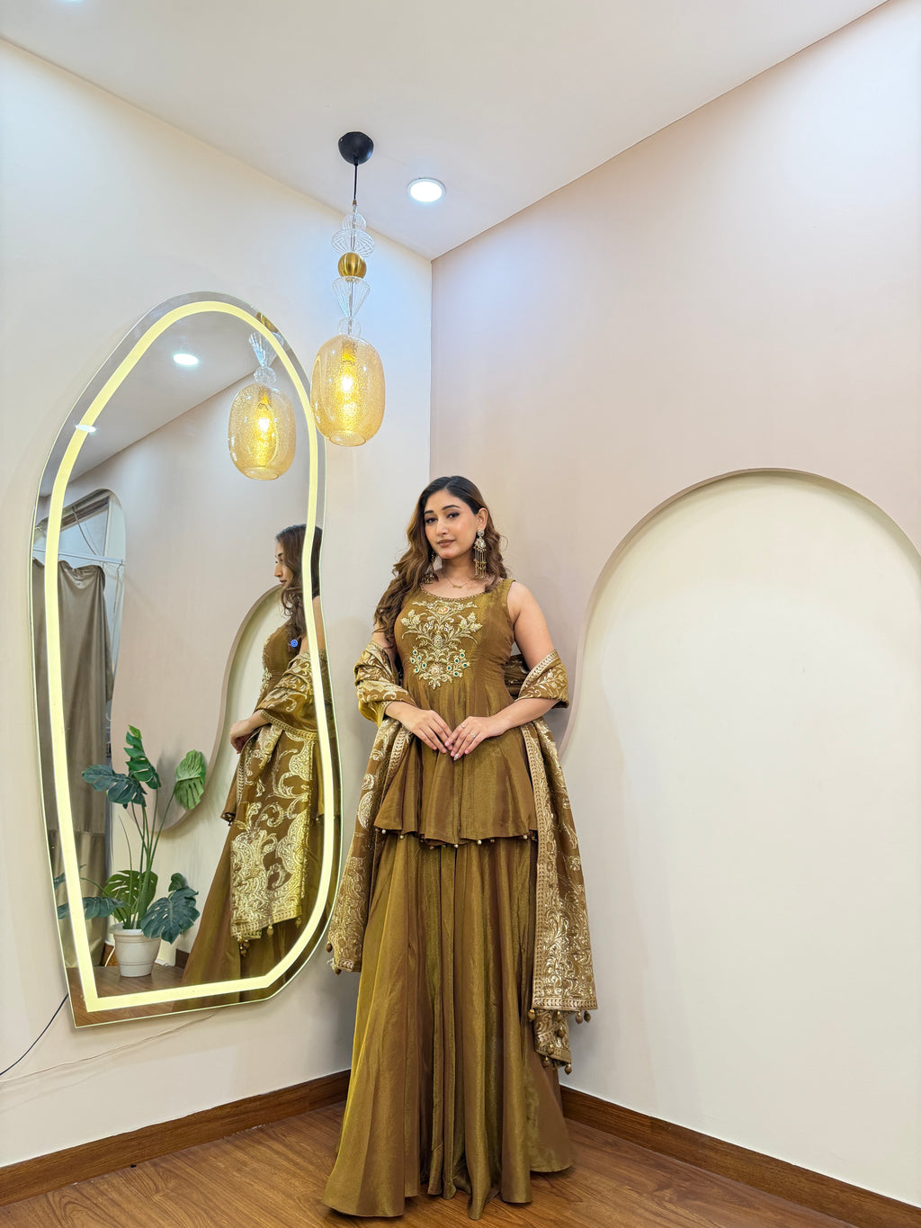 E322 3PC PEPLUM SHARARA SUIT
